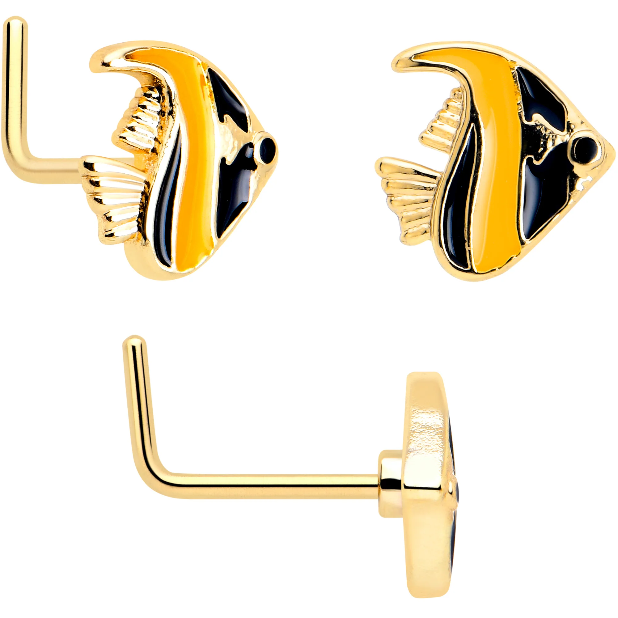 20G 7mm Gold Tone Tropical Fish L Shape Nose Ring Set of 3 - Image 5