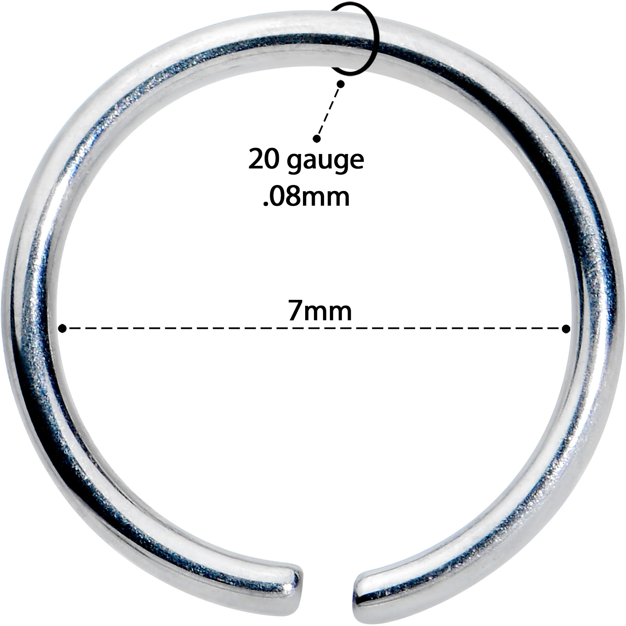 20G 7mm Grade 23 Titanium Bendable Hoop Ring - Image 3