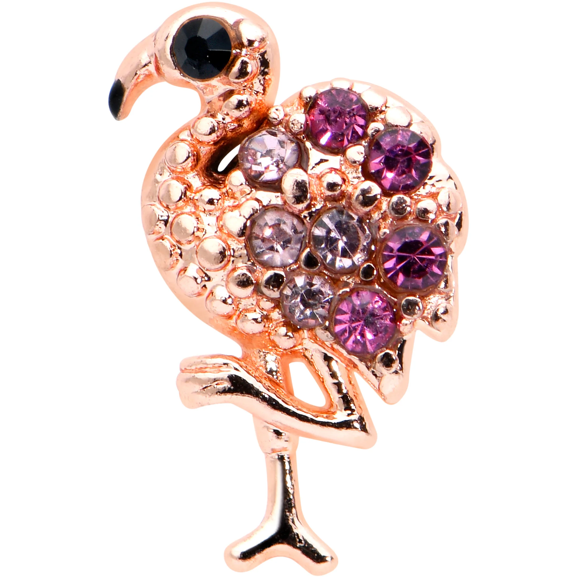 20G 7mm Pink Gem Rosy Fashion Flamingo L Shape Nose Ring - Image 2