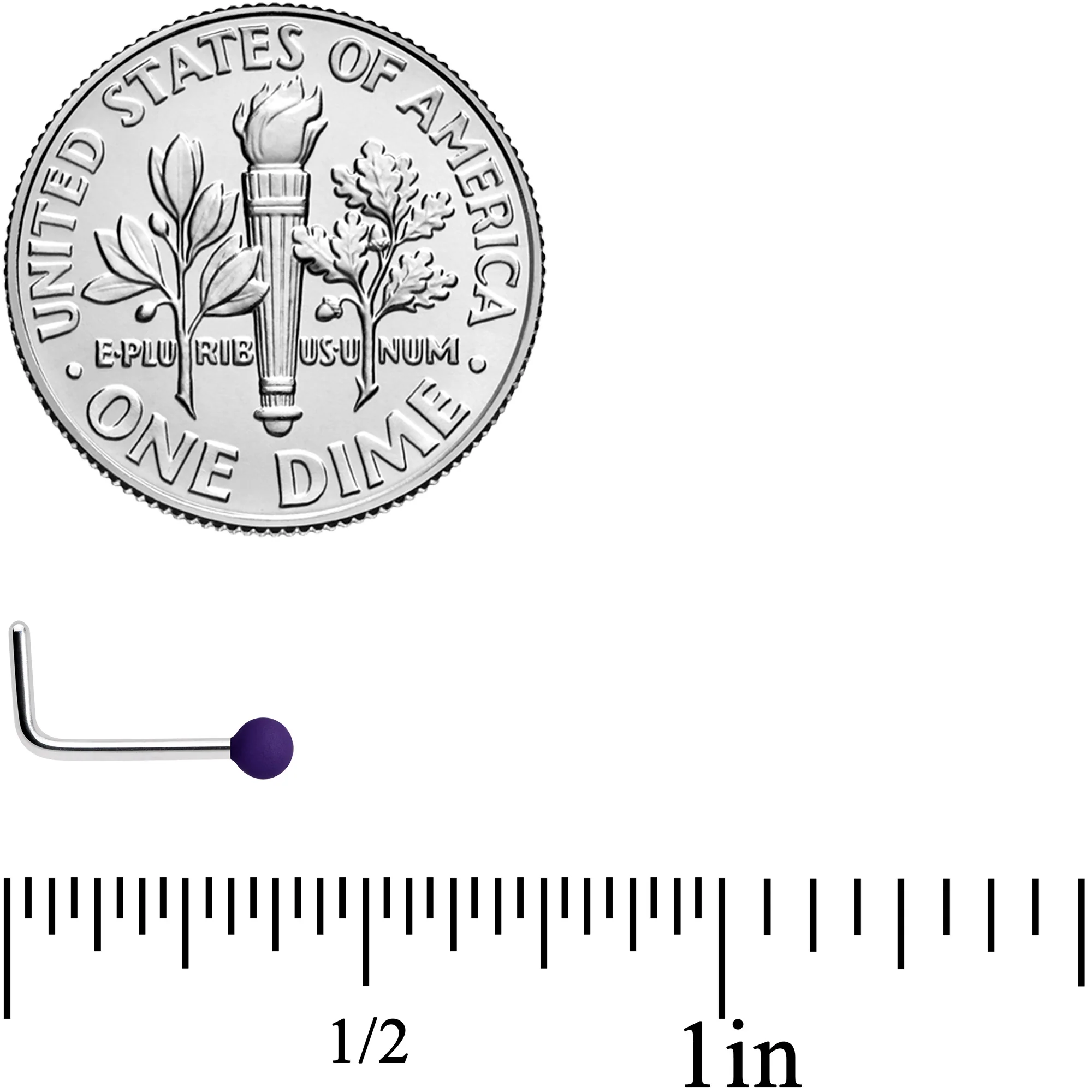 20G 7mm Purple Matte 2mm L Shaped Nose Ring - Image 3