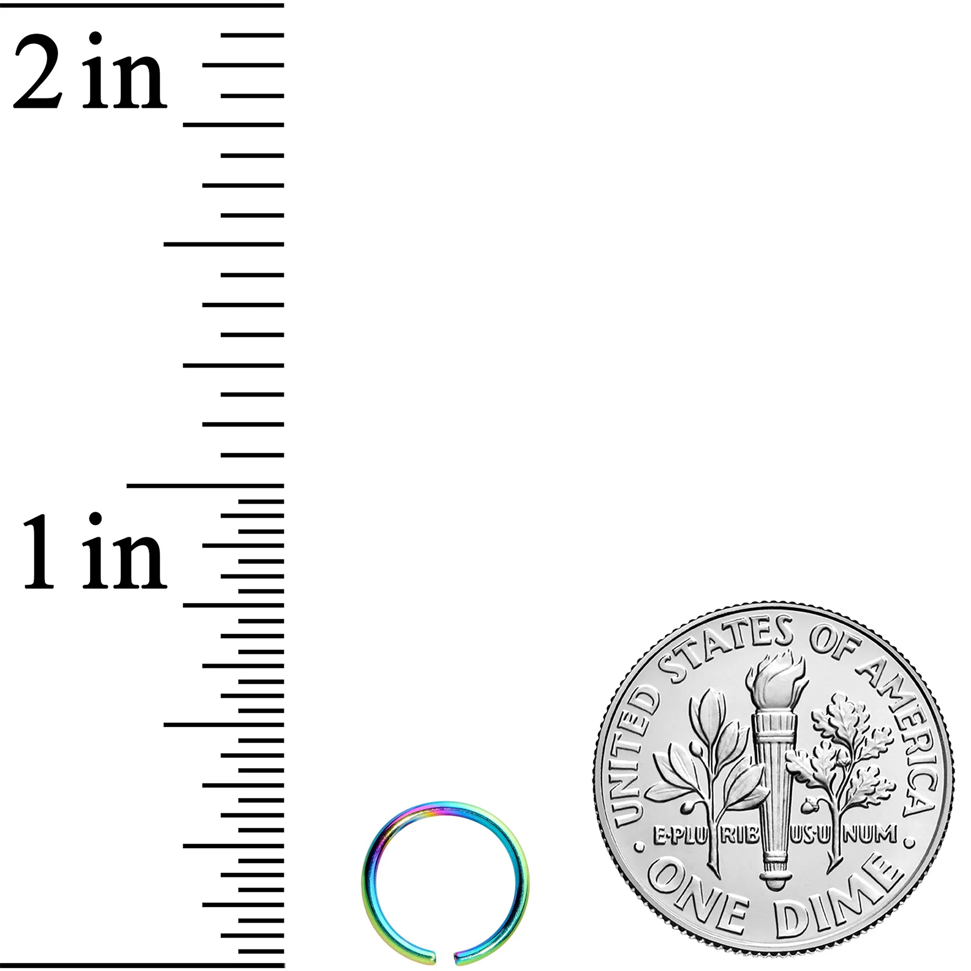 20G 7mm Rainbow PVD Grade 23 Titanium Bendable Hoop Ring - Image 2