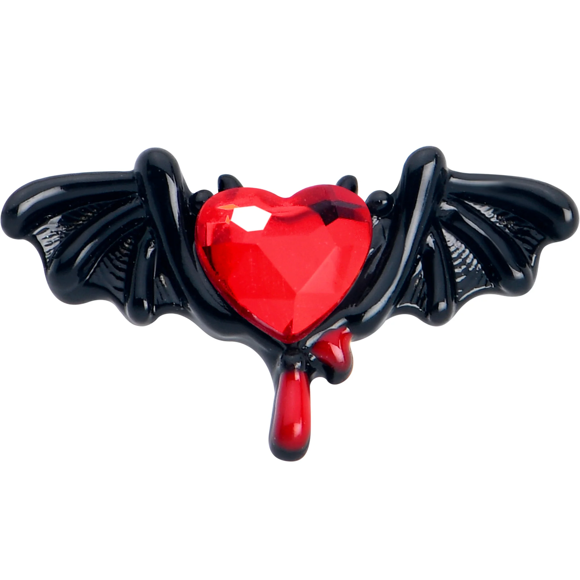20G 7mm Red Gem Black Bleeding Heart Bat Left Side Nose Screw - Image 3
