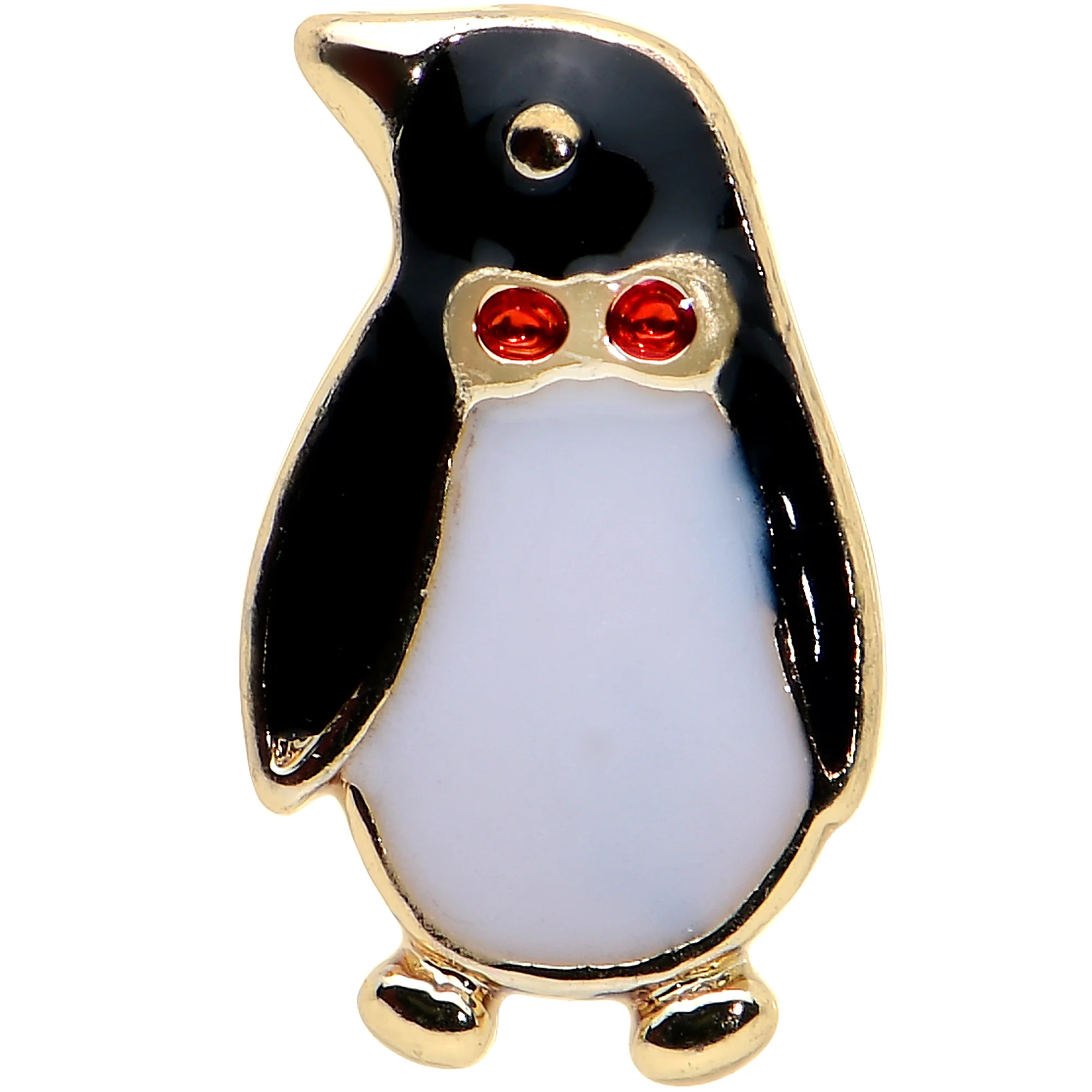 20G 7mm Red Gem Bow Tie Penguin Winter L Shape Nose Ring - Image 2