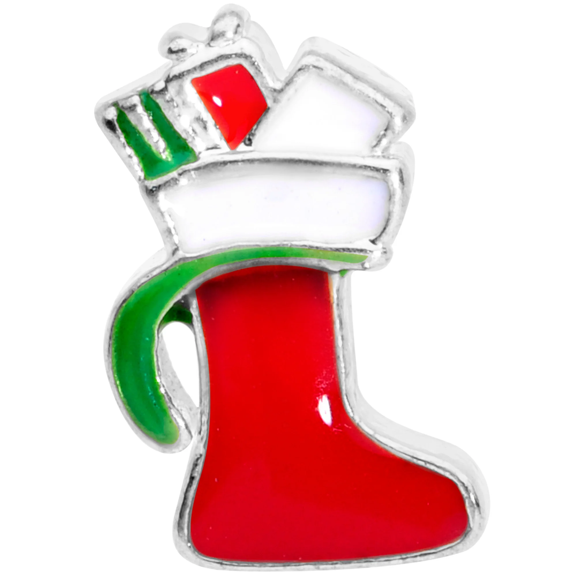 20G 7mm Red White Christmas Stocking Nose Bone - Image 2