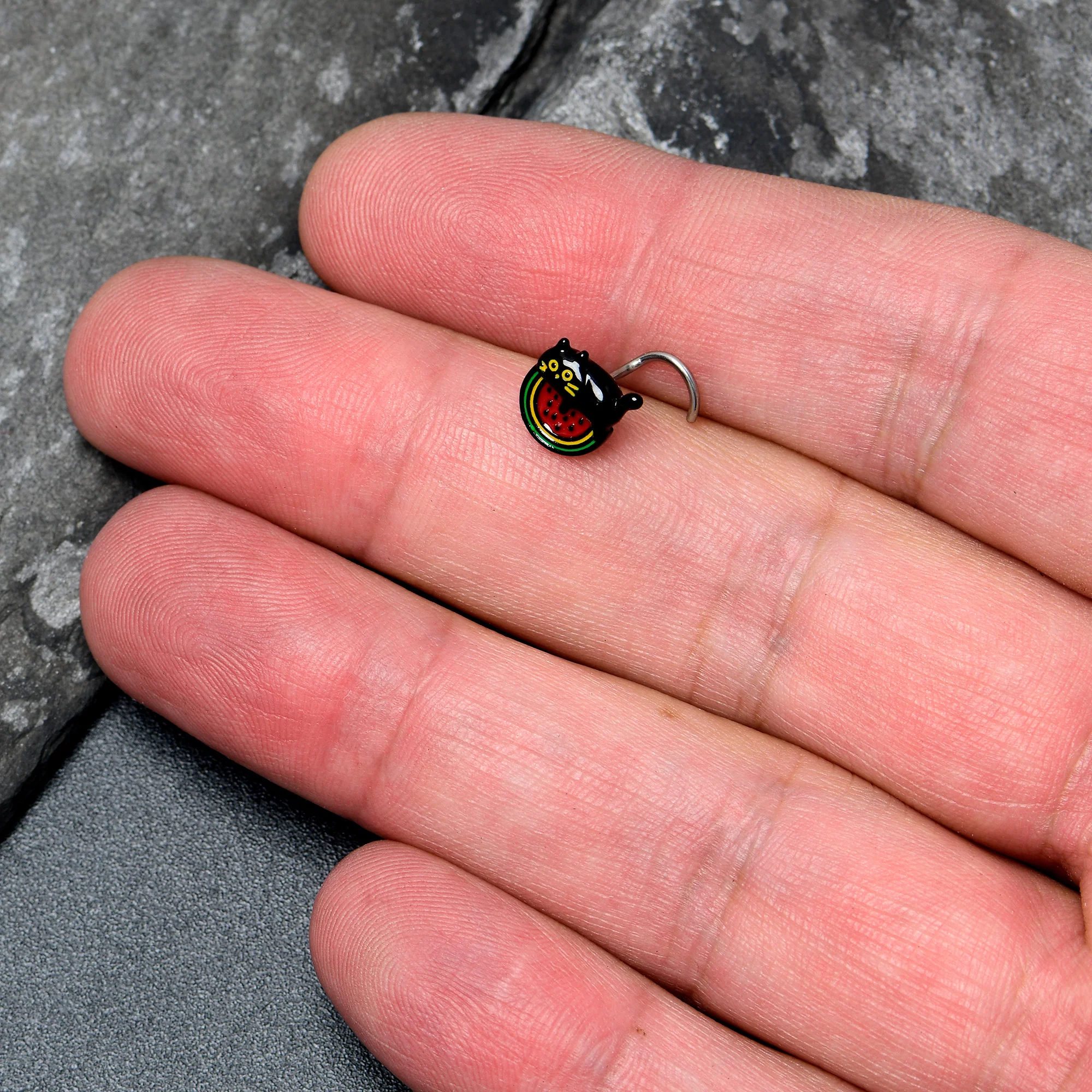 20G 7mm Watermelon Cat Love Left Side Nose Screw - Image 4