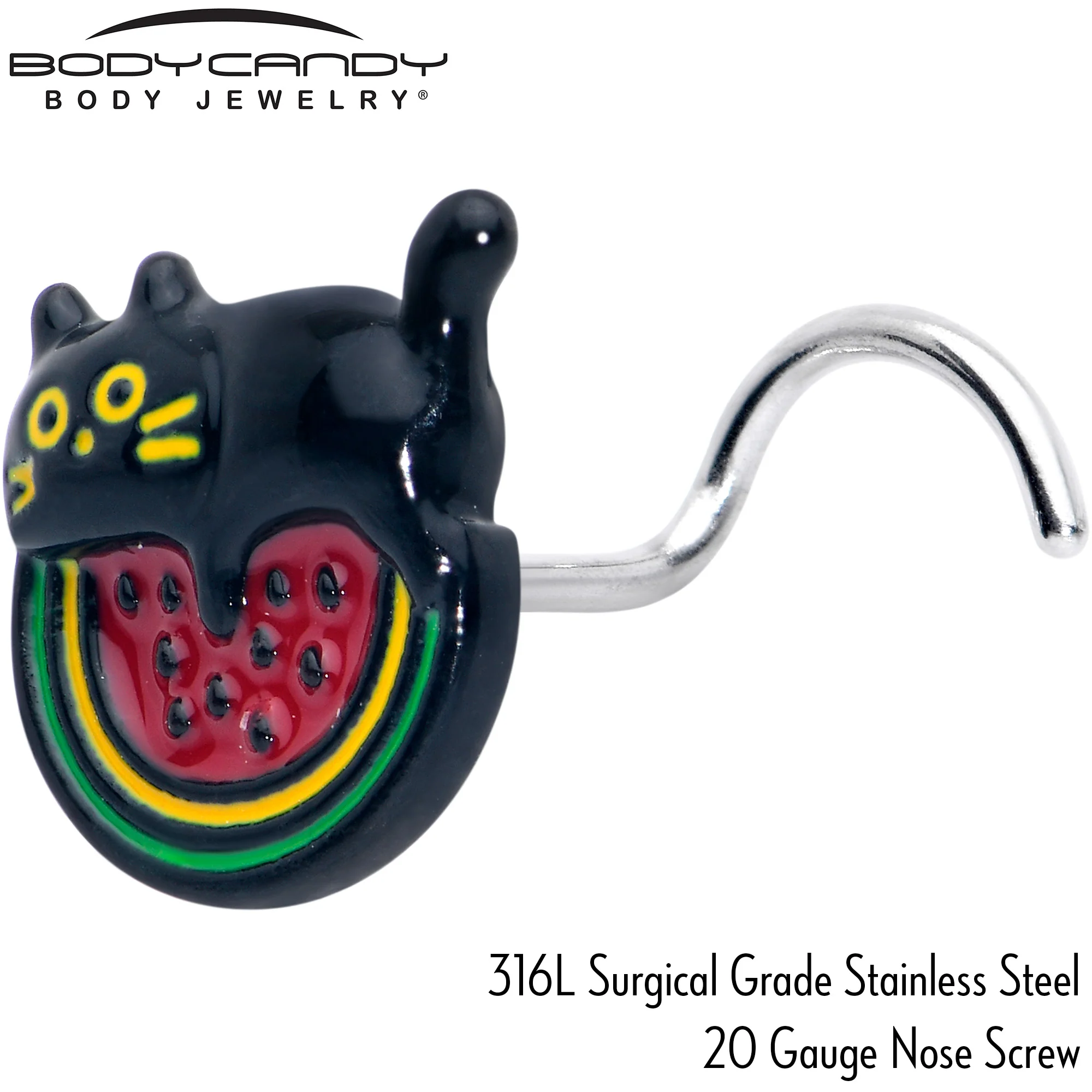 20G 7mm Watermelon Cat Love Left Side Nose Screw - Image 5