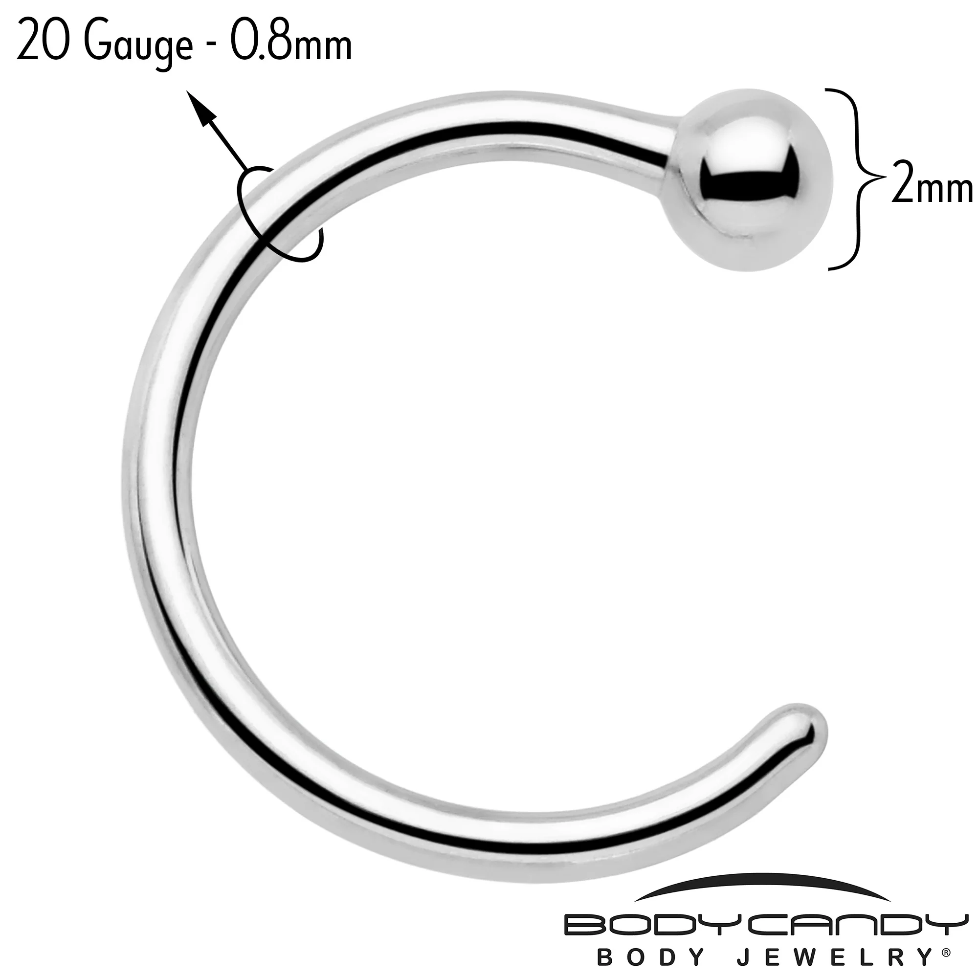 20G Ball End Implant Grade Titanium Open Hoop Earrings - Image 4
