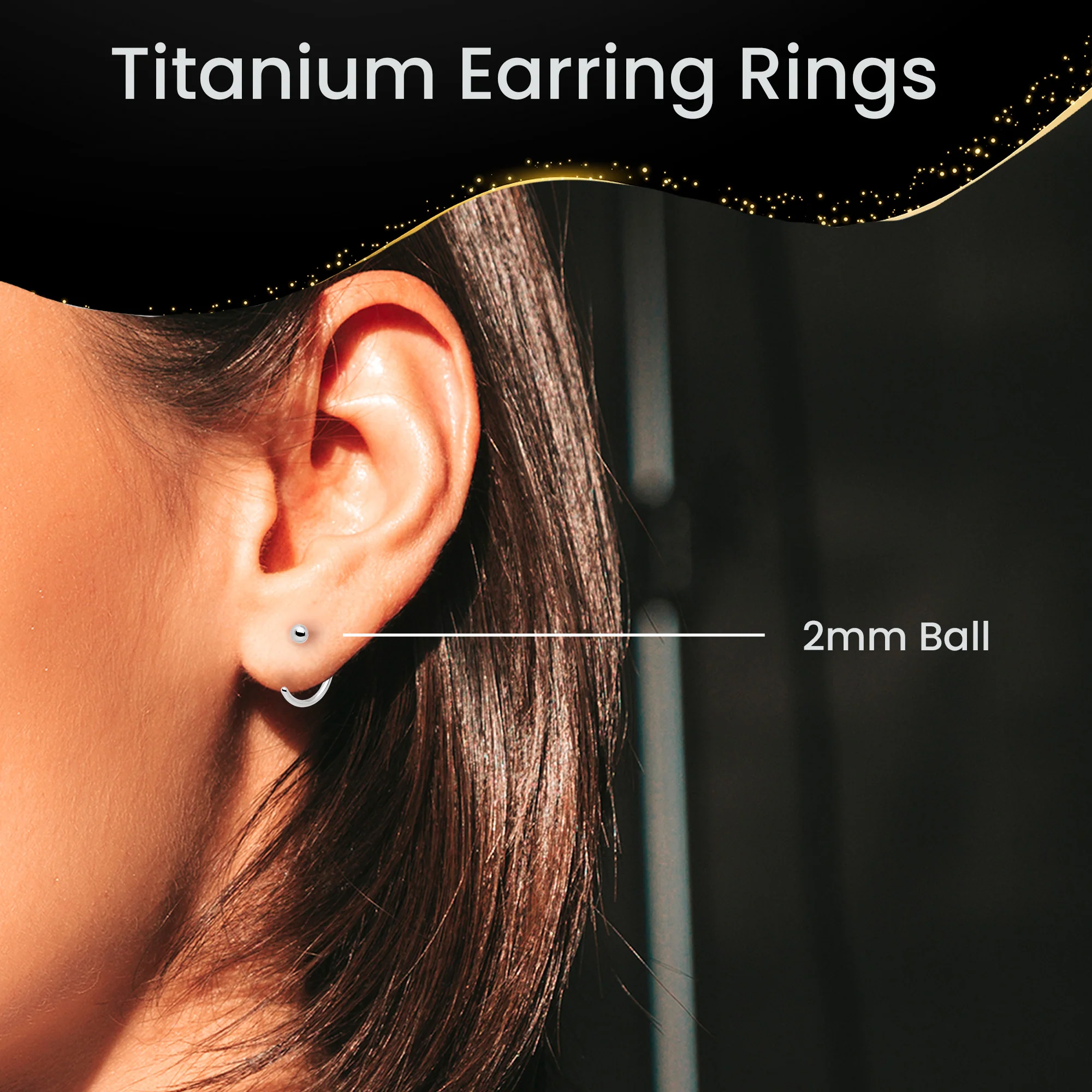 20G Ball End Implant Grade Titanium Open Hoop Earrings - Image 7