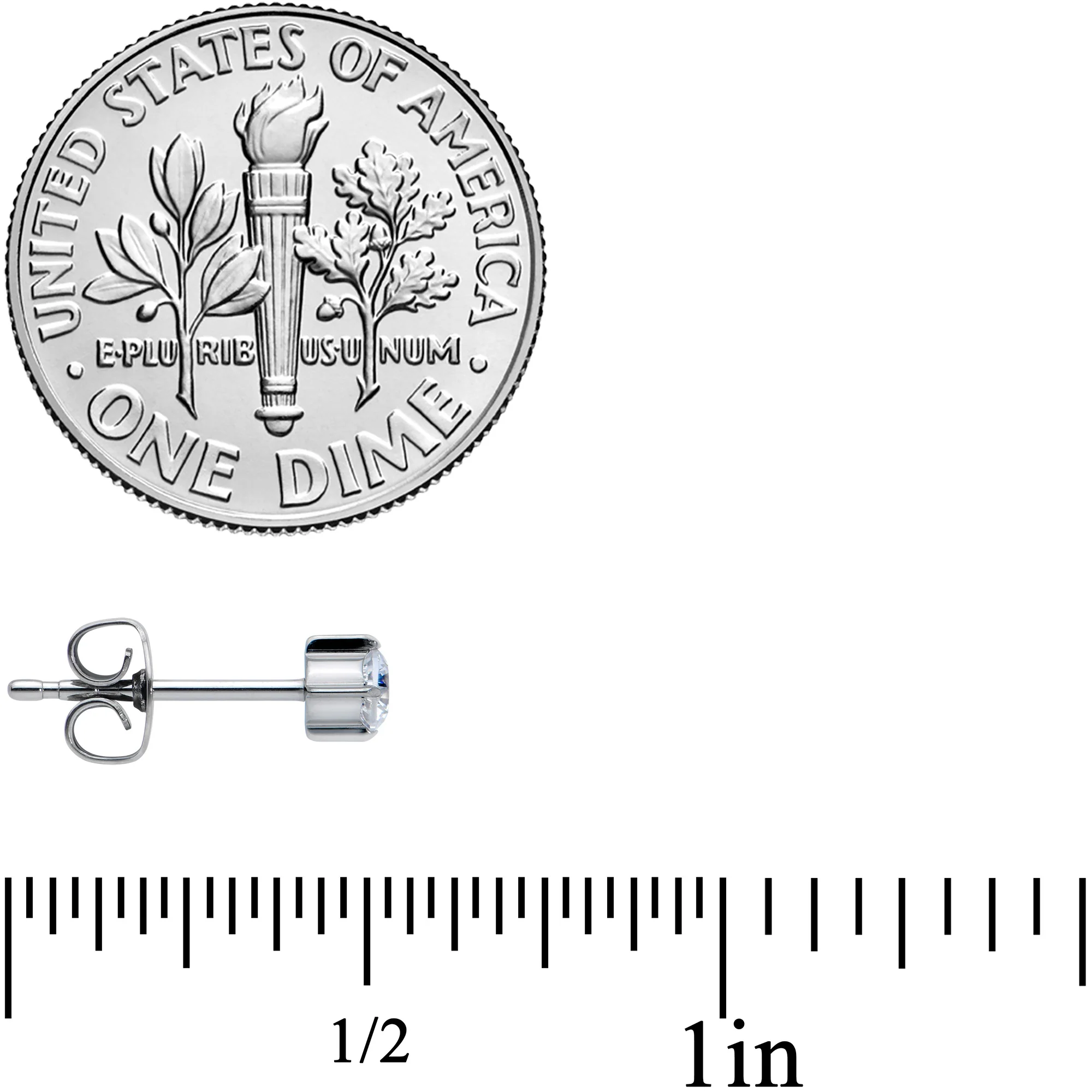 20G Clear CZ Gem 3mm G23 Titanium Post Stud Earrings - Image 3