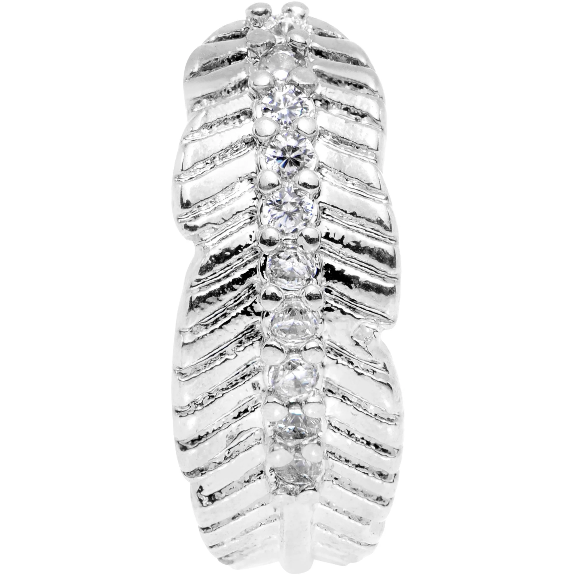 20G Clear CZ Gem Feather Seamless Circular Ring - Image 2