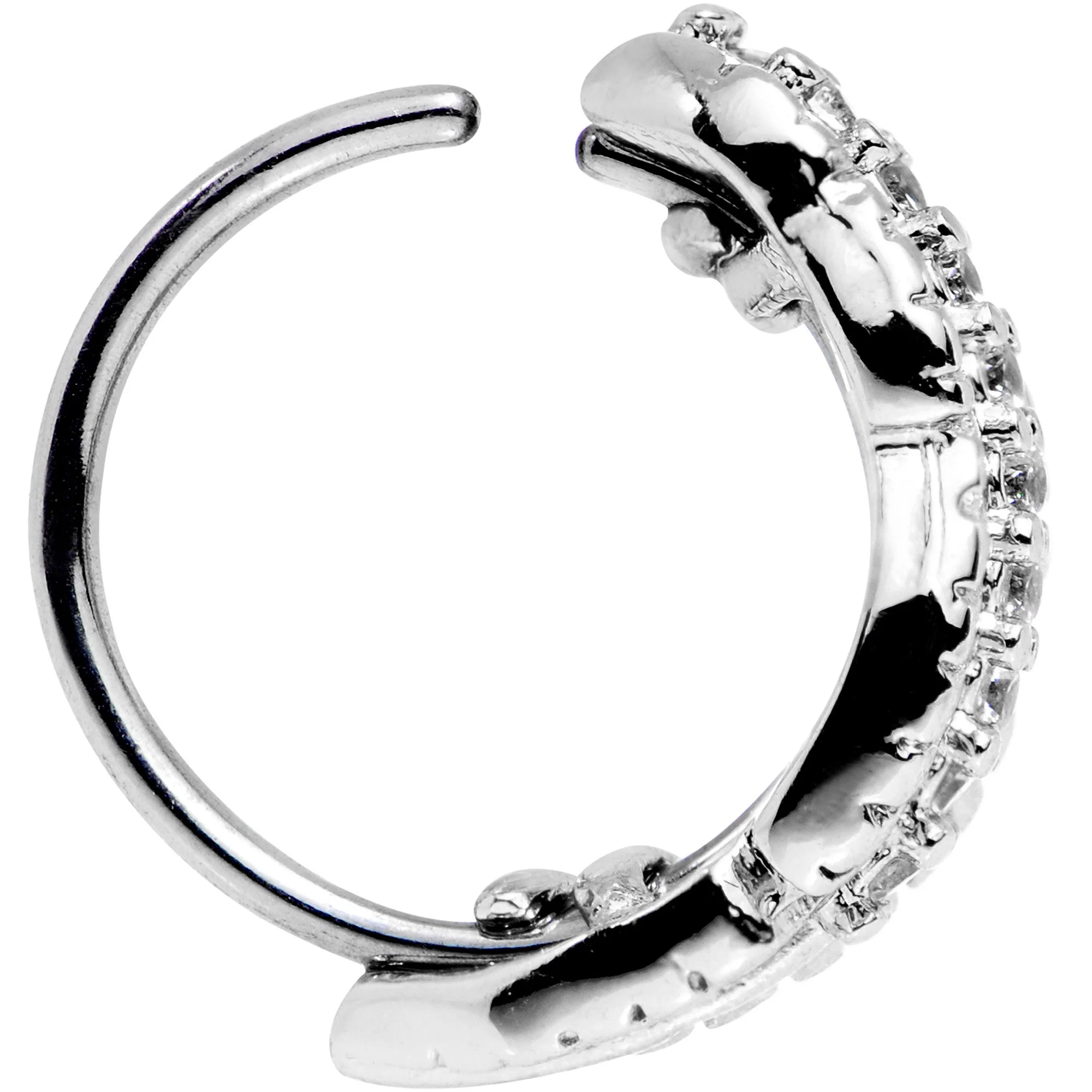 20G Clear CZ Gem Feather Seamless Circular Ring - Image 3