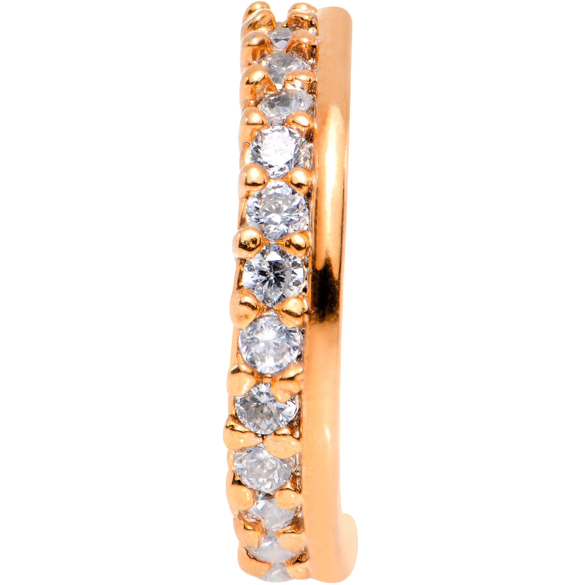 20G Clear CZ Gem Rose Gold Tone Sleek Seamless Circular Ring - Image 2