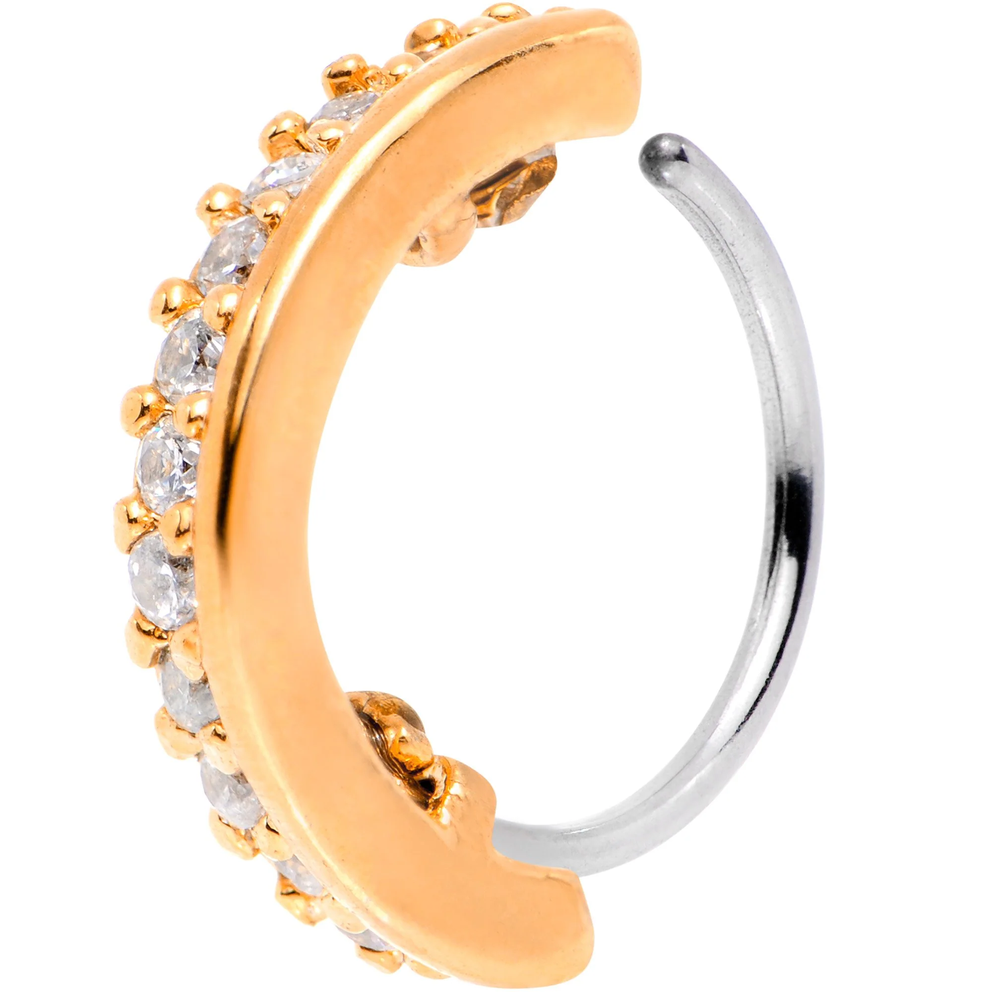 20G Clear CZ Gem Rose Gold Tone Sleek Seamless Circular Ring - Image 3