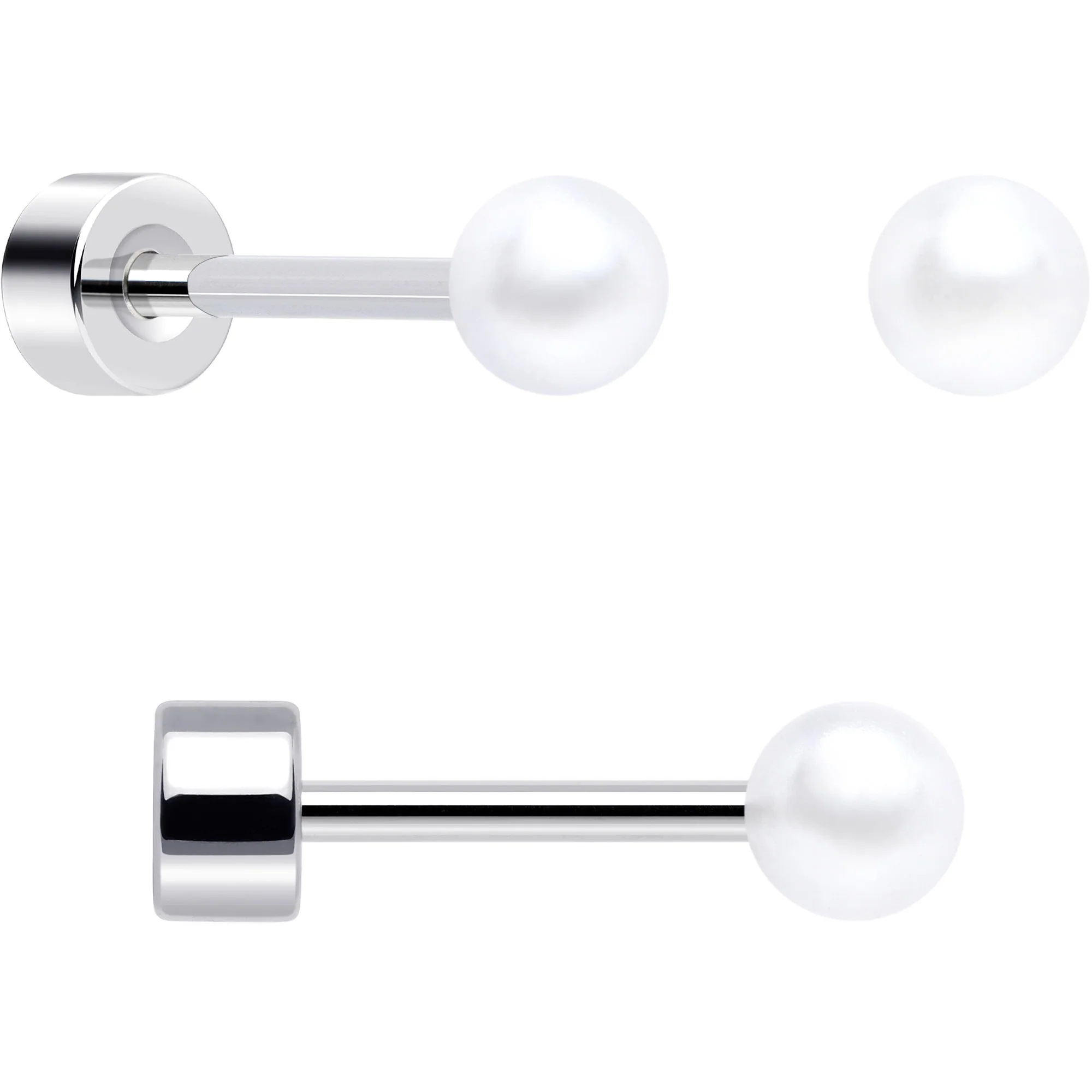 20G Clear Gem White Orb Flatback Earring Set of 6 - Image 5