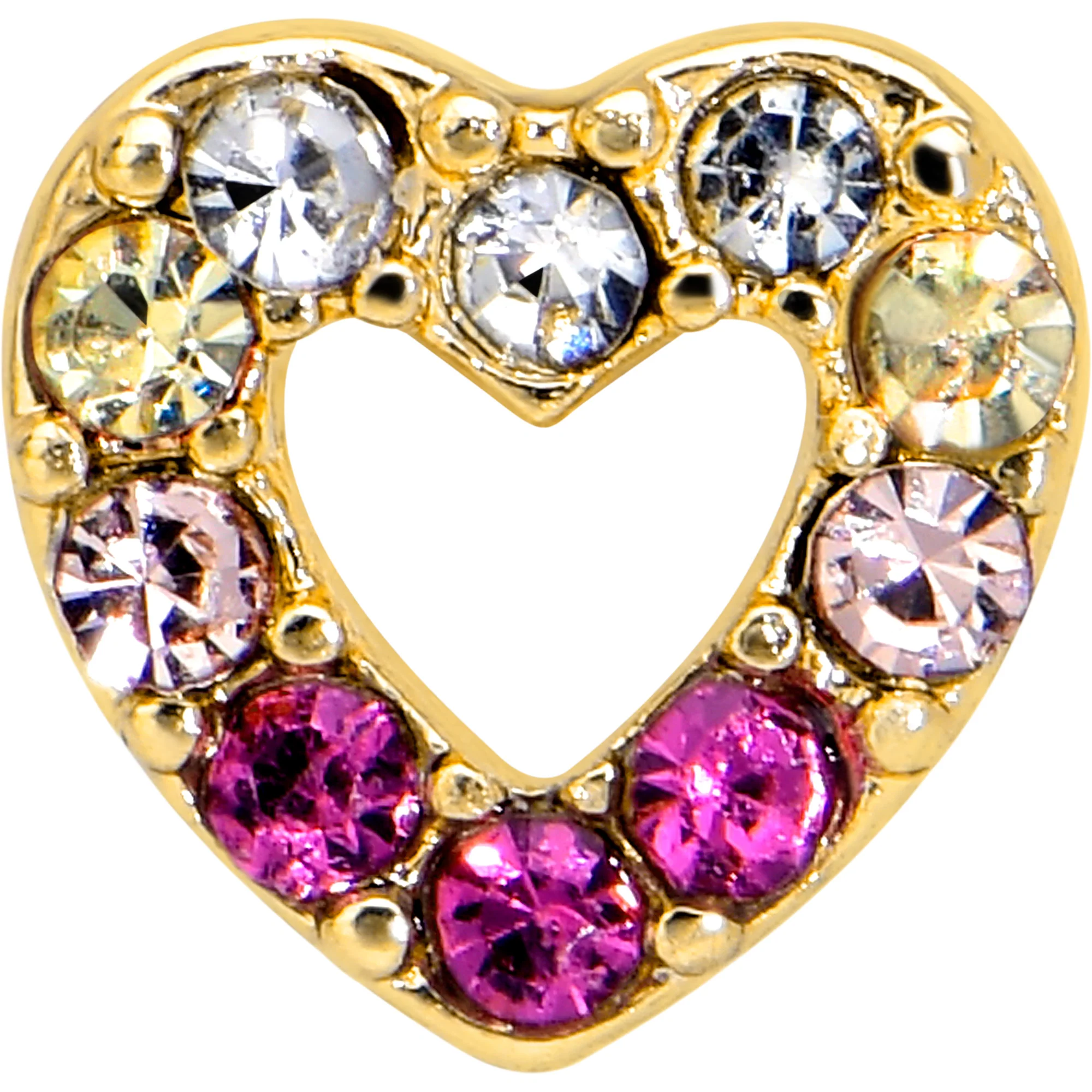 20G Romance Gem Open Heart L Shape Nose Ring - Image 5
