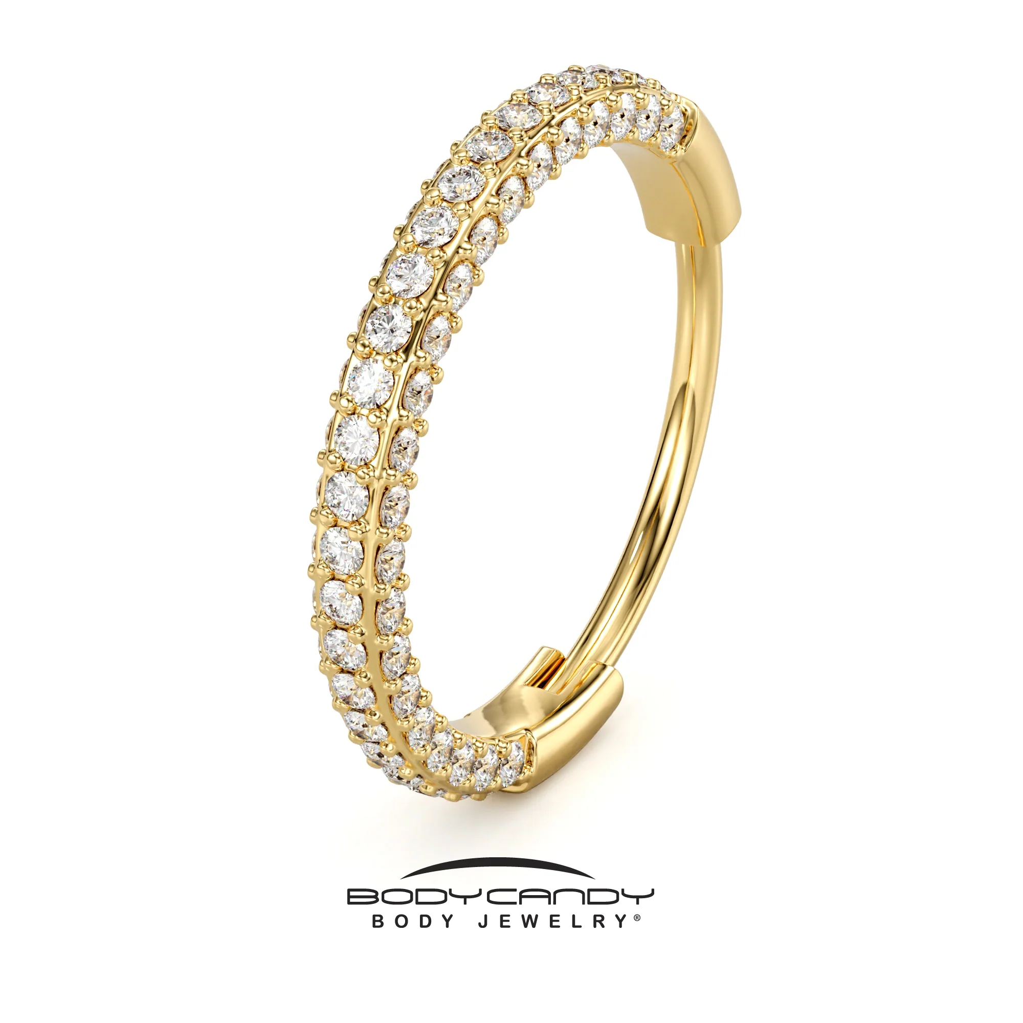 20G Gold PVD Implant Grade Titanium Triple Sided Micro Gem Hinged Nose Hoop - Image 3