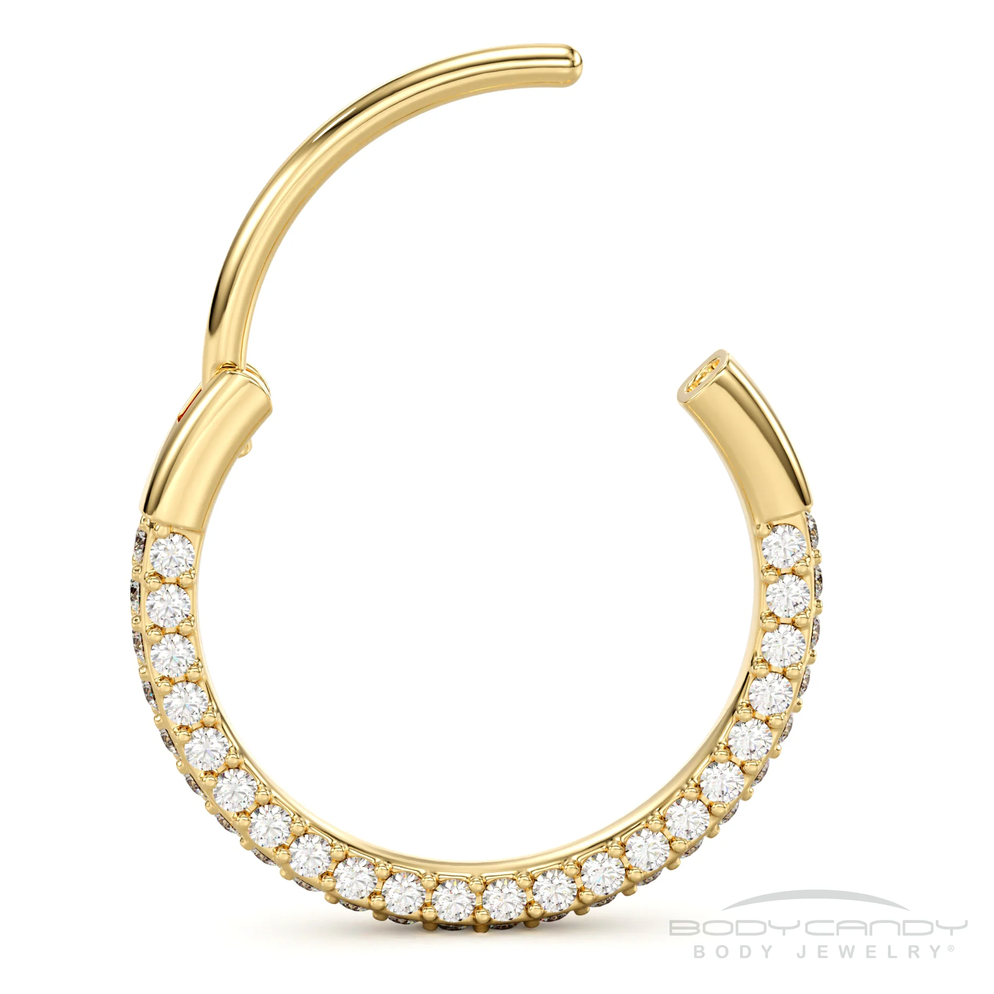 20G Gold PVD Implant Grade Titanium Triple Sided Micro Gem Hinged Nose Hoop - Image 5