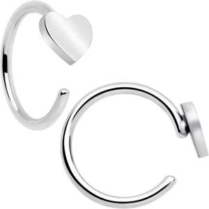 20G Implant Grade Titanium Heart Open Hoop Earrings - Image 3