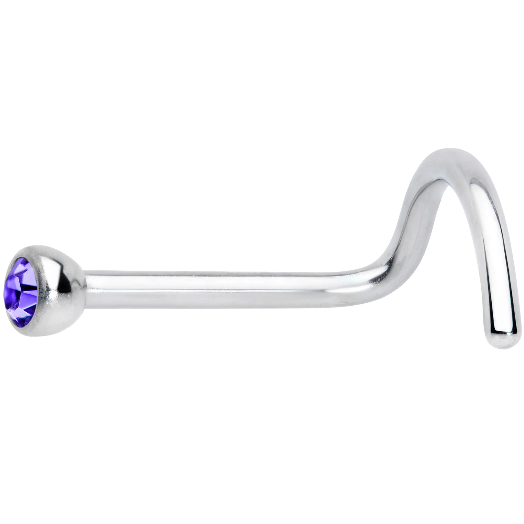 20G Purple 2mm Grade 23 Titanium Press Fit Left Side Nose Screw - Image 2