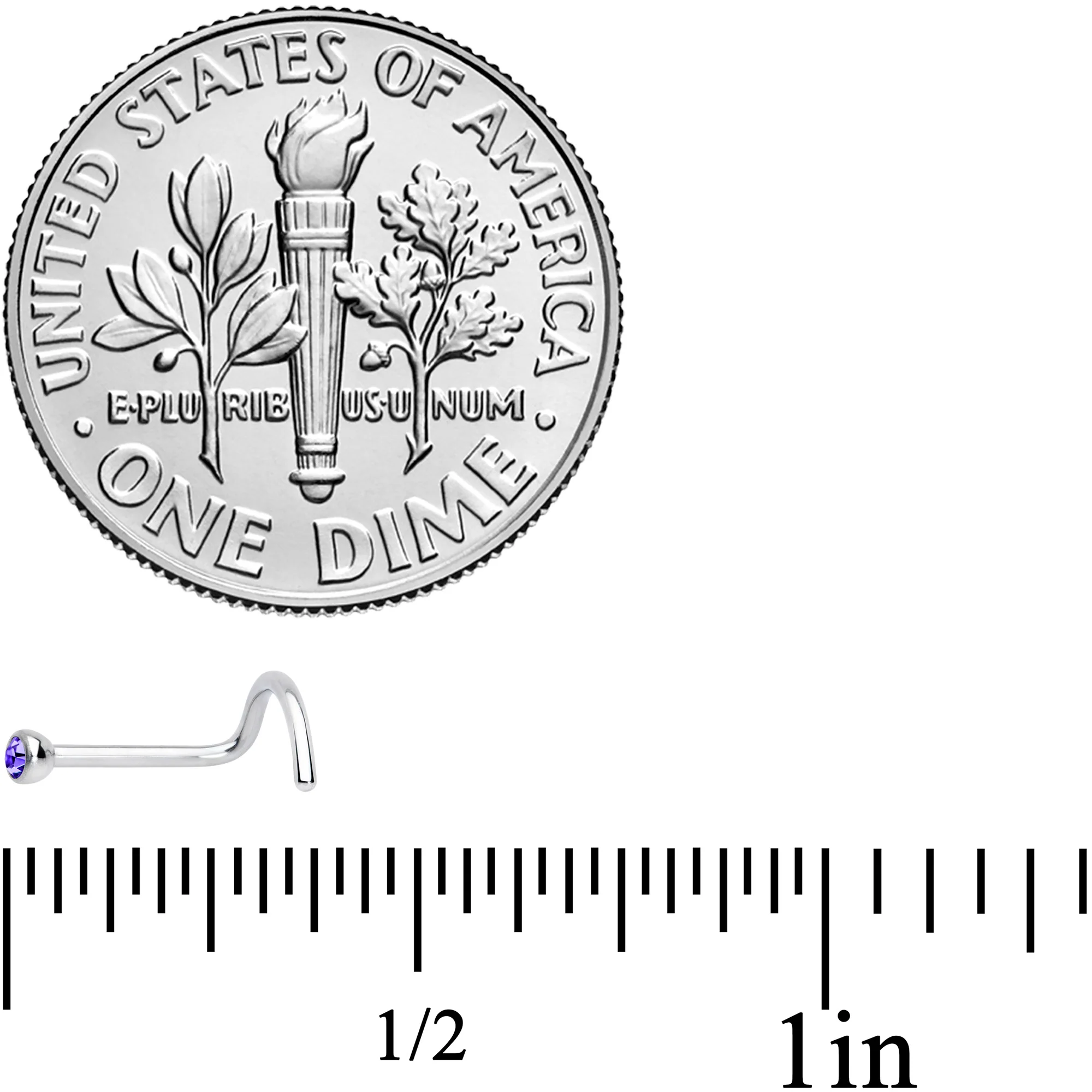 20G Purple 2mm Grade 23 Titanium Press Fit Left Side Nose Screw - Image 3