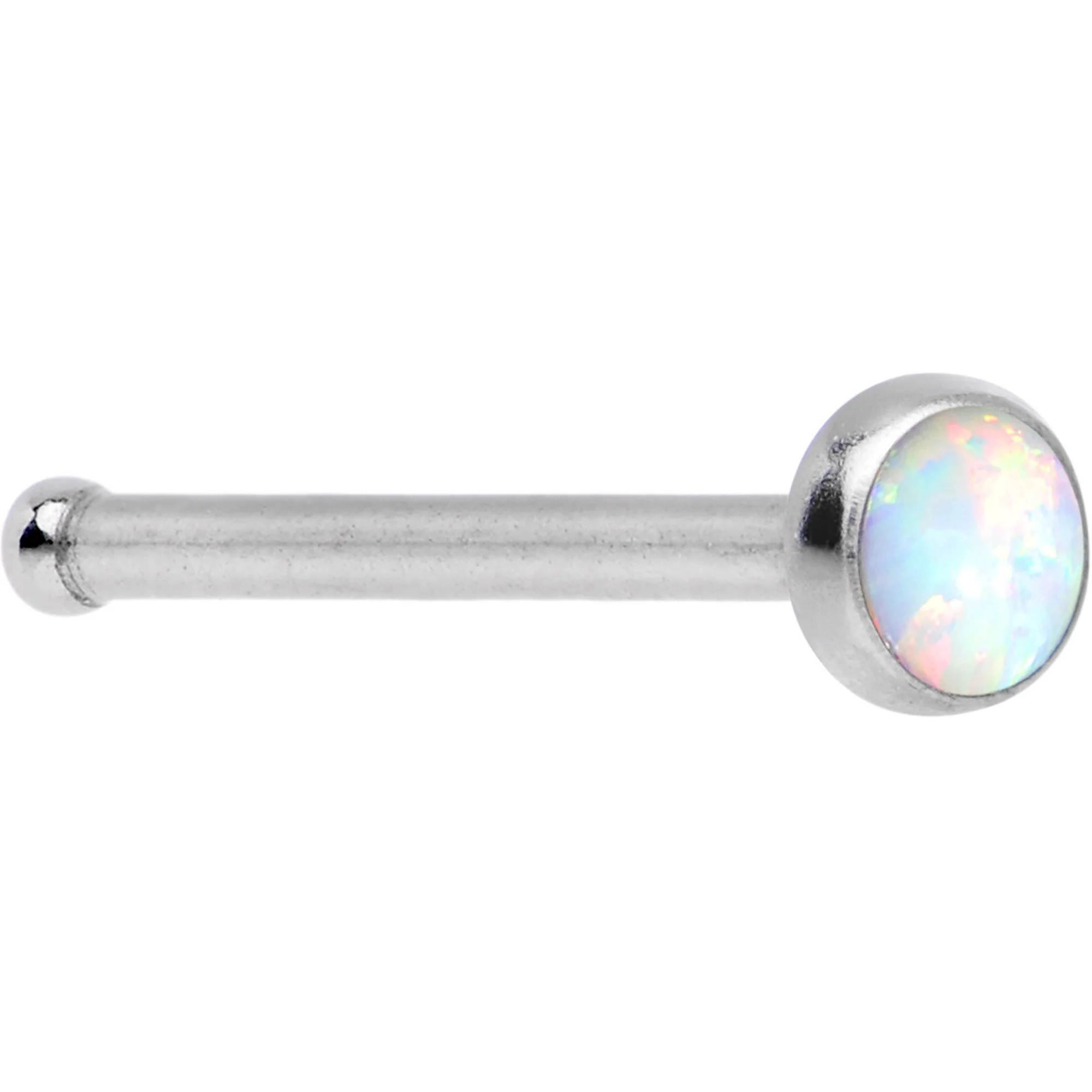 20G White Faux Opal Nose Bone Heart Closure Ring Pack Set of 3 - Image 2