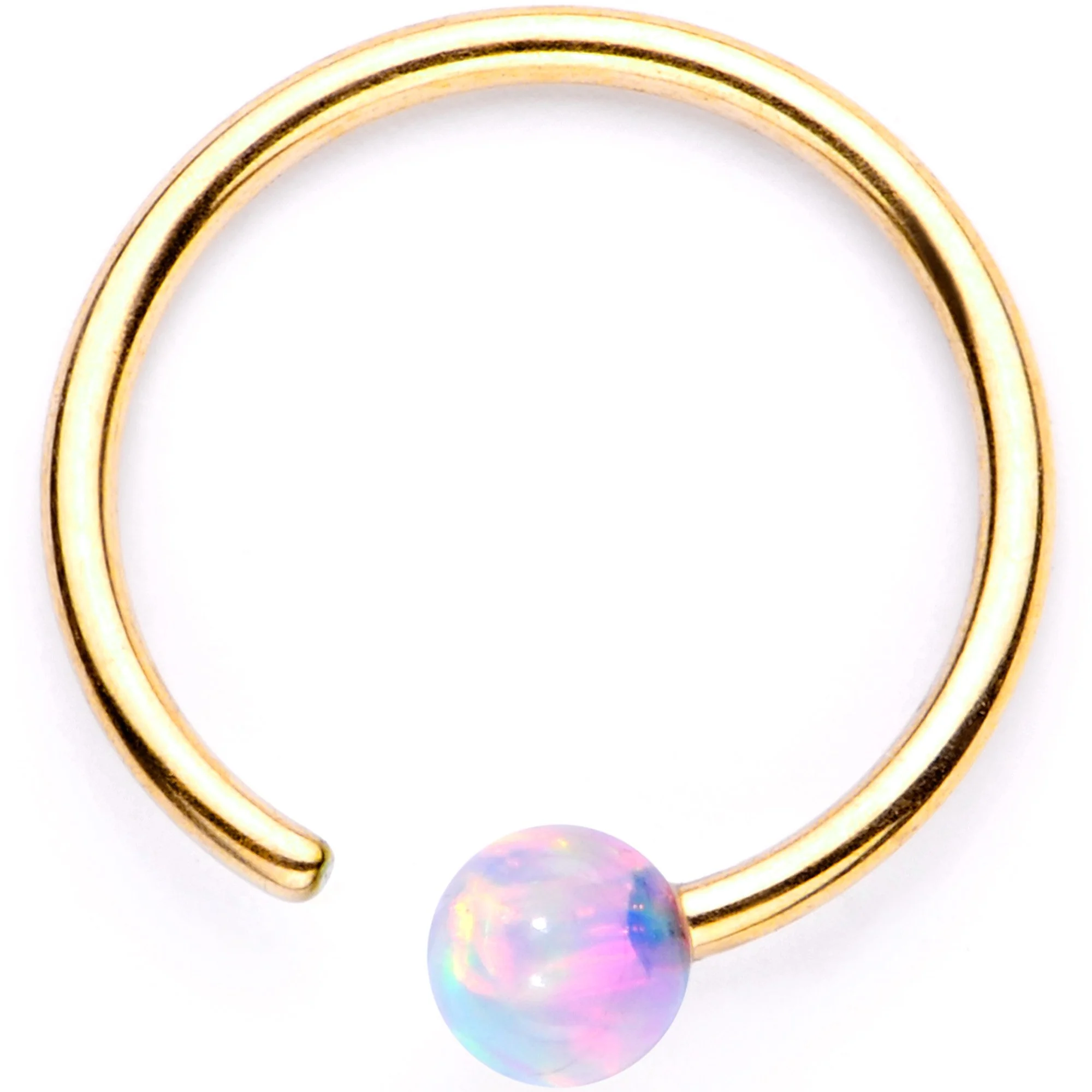 20G White Synthetic Opal Gold PVD Seamless Circular Ring