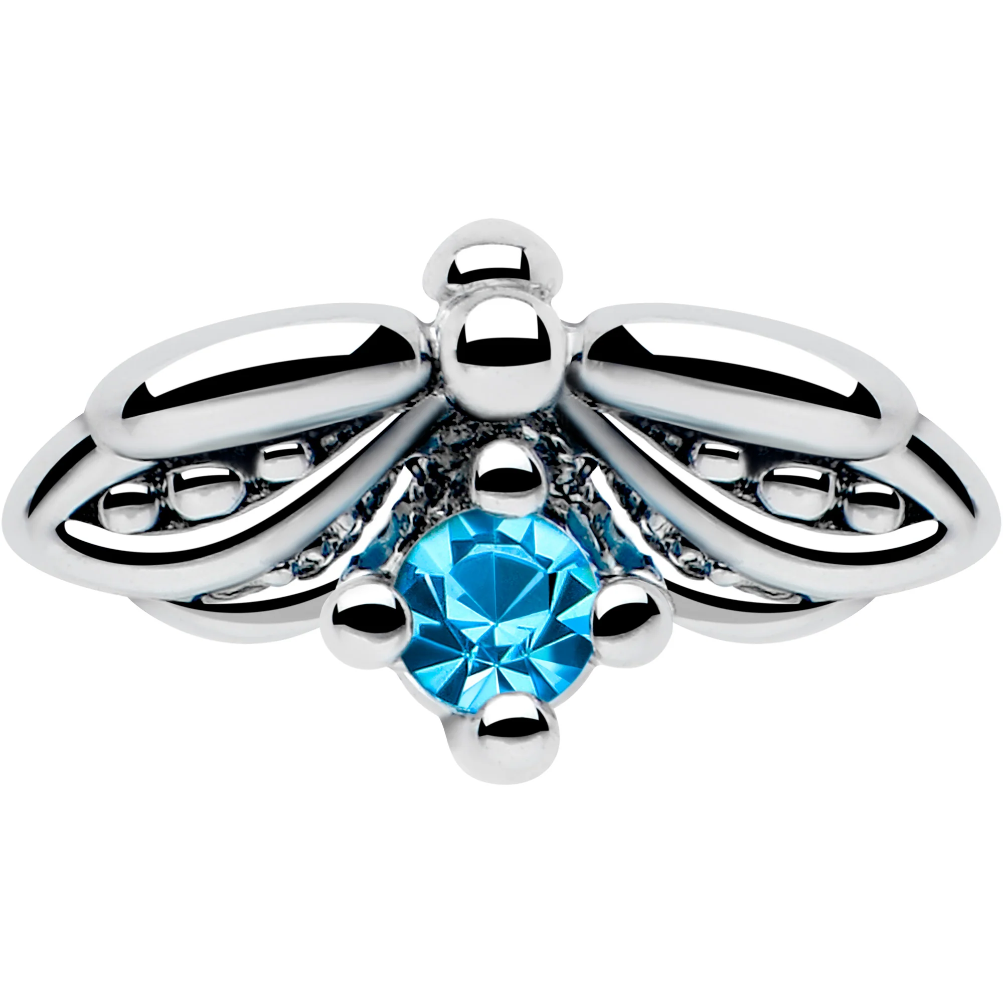 20G 7mm Blue Gem Beauty Bug L Shape Nose Ring - Image 3