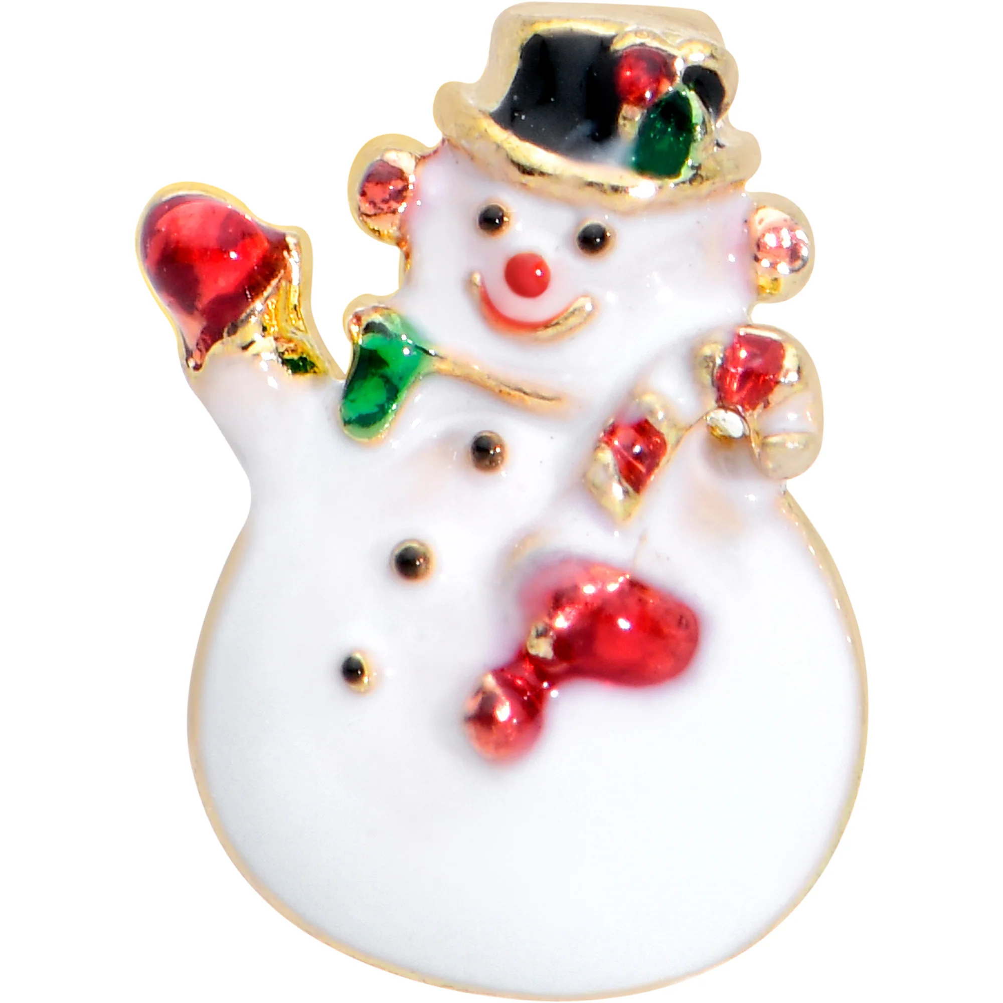 20G 7mm Red Gem Golden Waving Snowman L Shape Nose Ring - Image 3