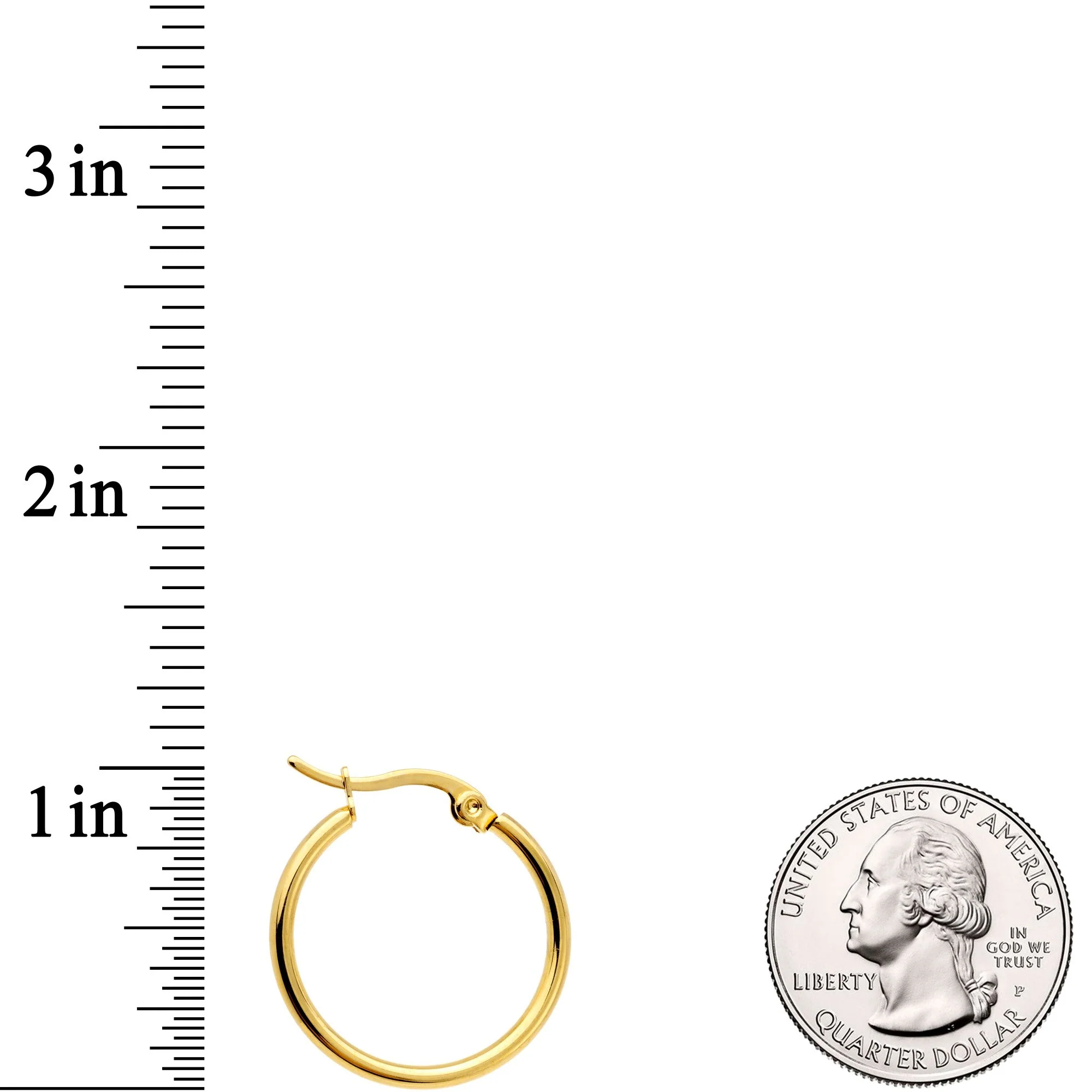 20mm Gold Tone PVD Stainless Steel Hoop Earrings - Image 2
