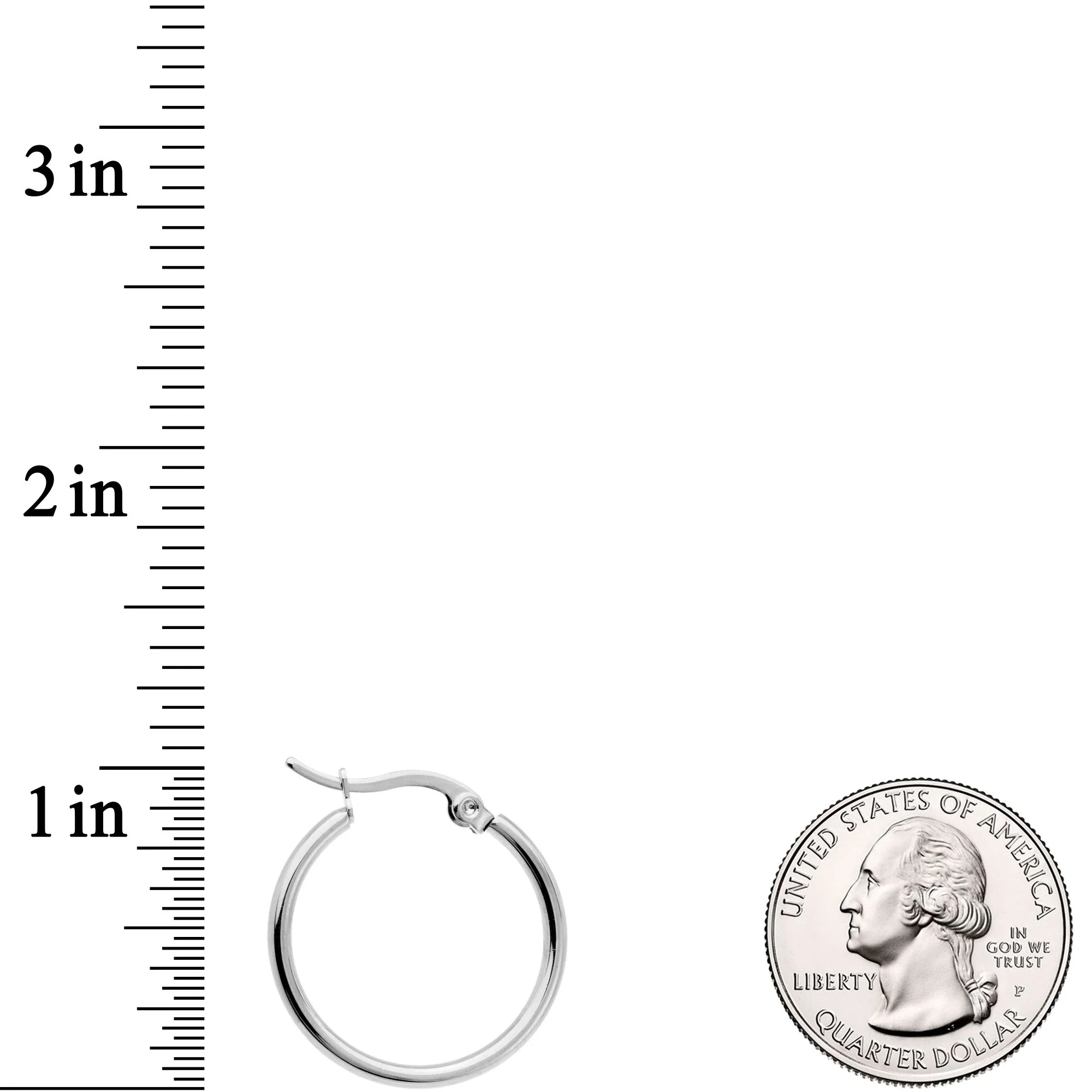 20mm Stainless Steel Hoop Earrings - Image 2