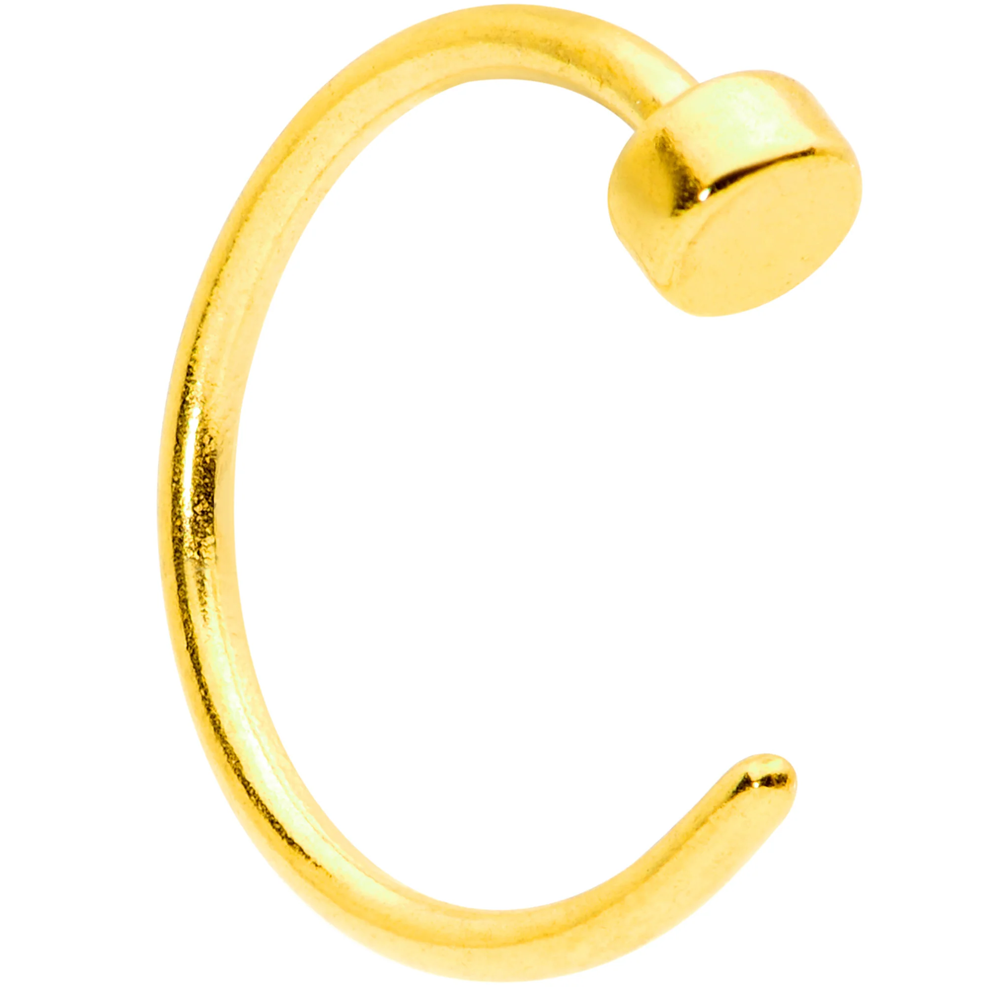 22G 1/4 Gold Tone Disc Nose Hoop - Image 2