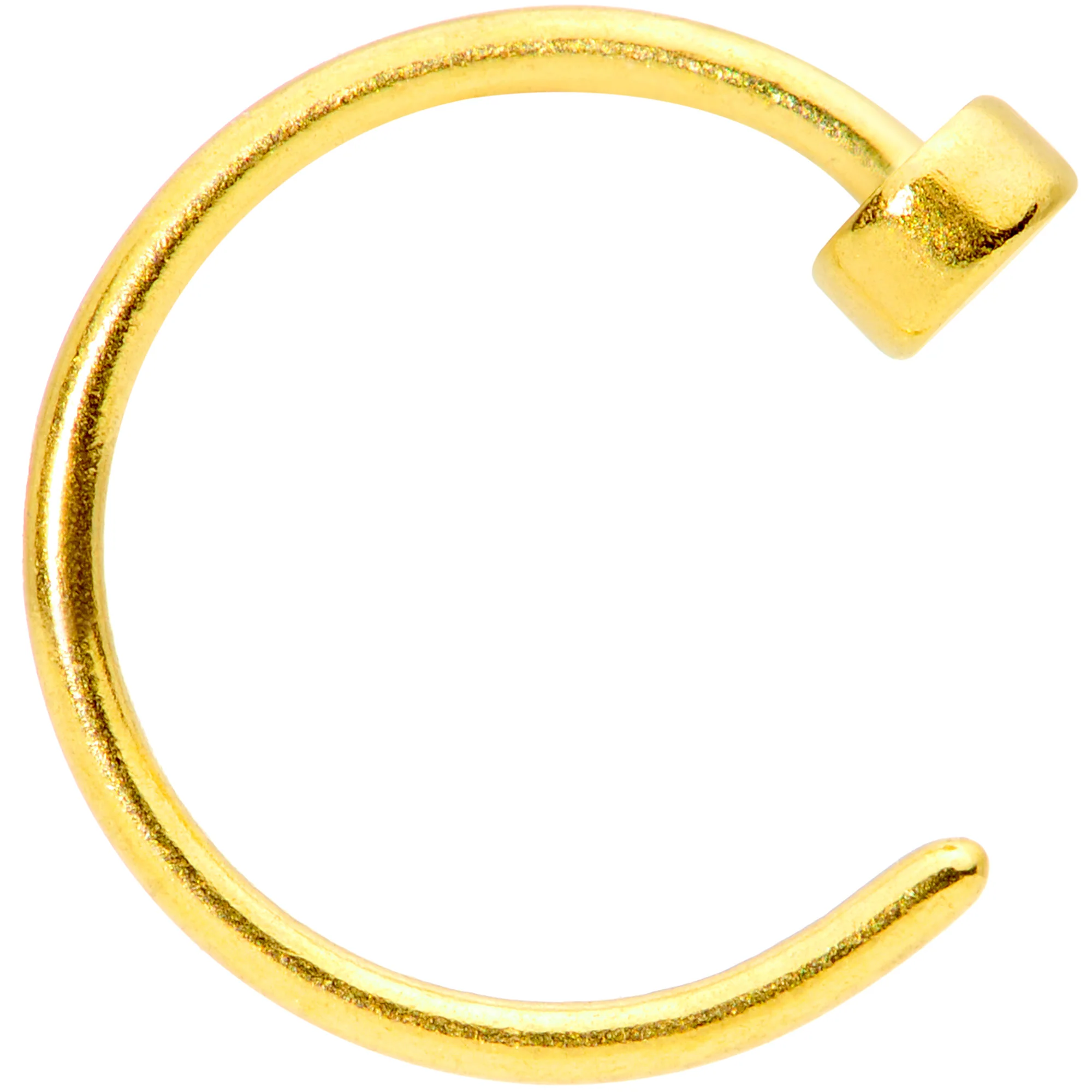22G 1/4 Gold Tone Disc Nose Hoop - Image 3
