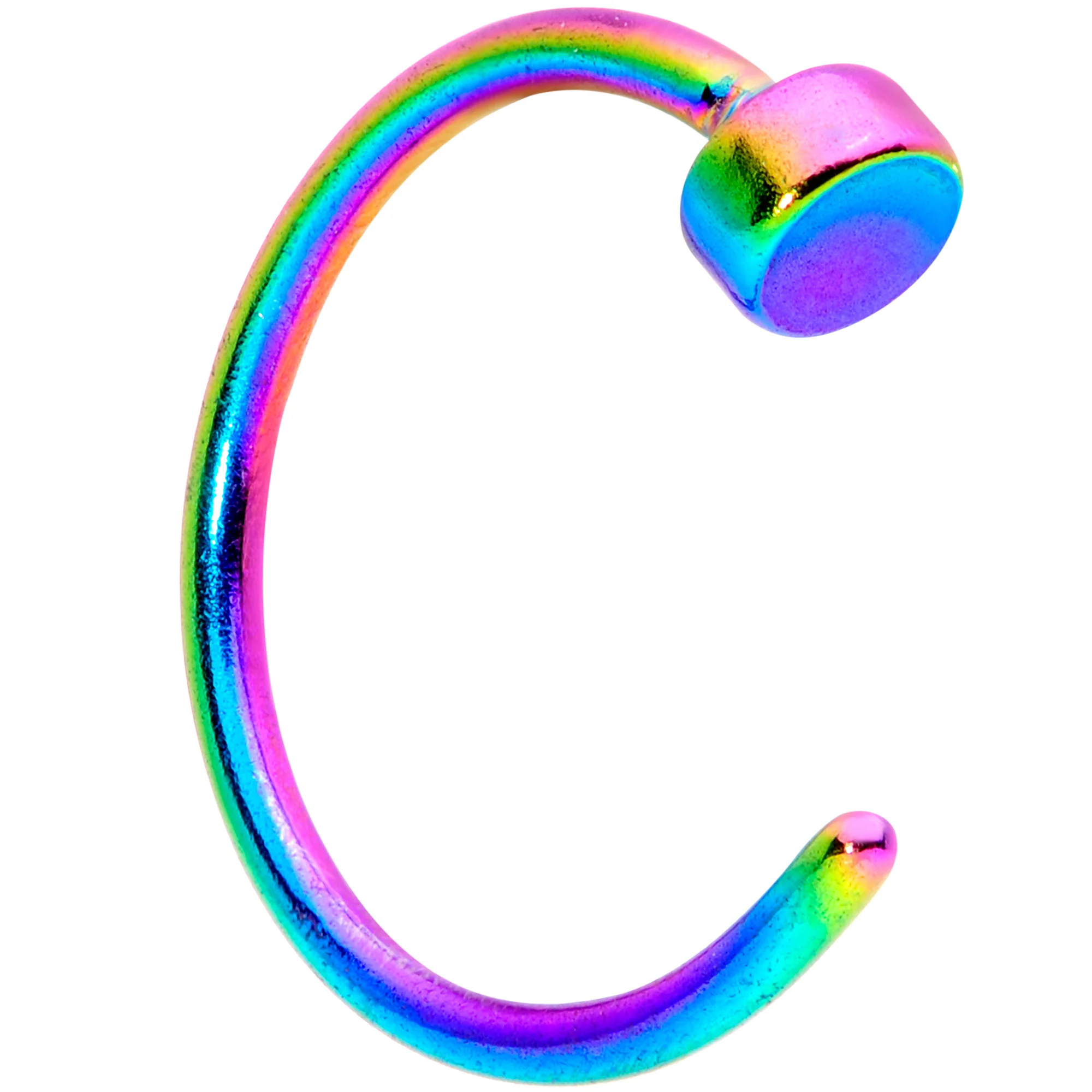 22G 1/4 Rainbow Disc Nose Hoop - Image 2