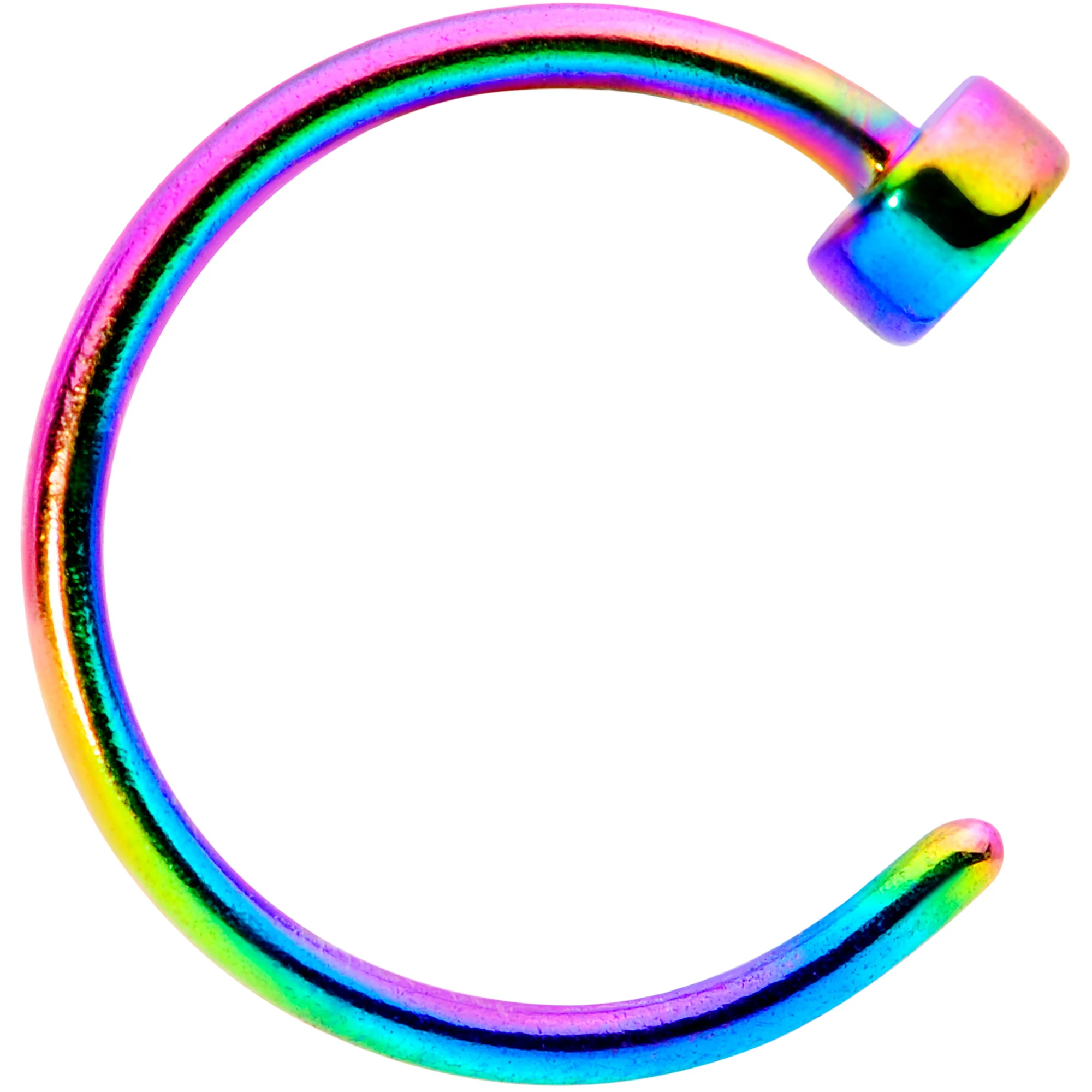 22G 1/4 Rainbow Disc Nose Hoop - Image 3