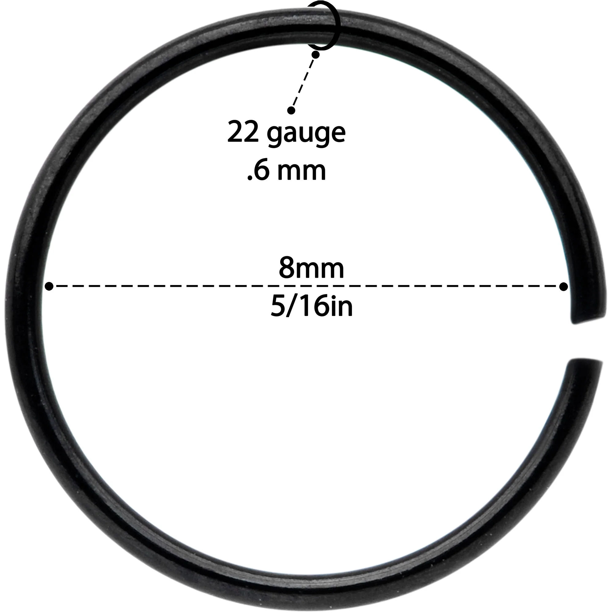 22G 5/16 Black Anodized Seamless Circular Ring Set of 12 - Image 4