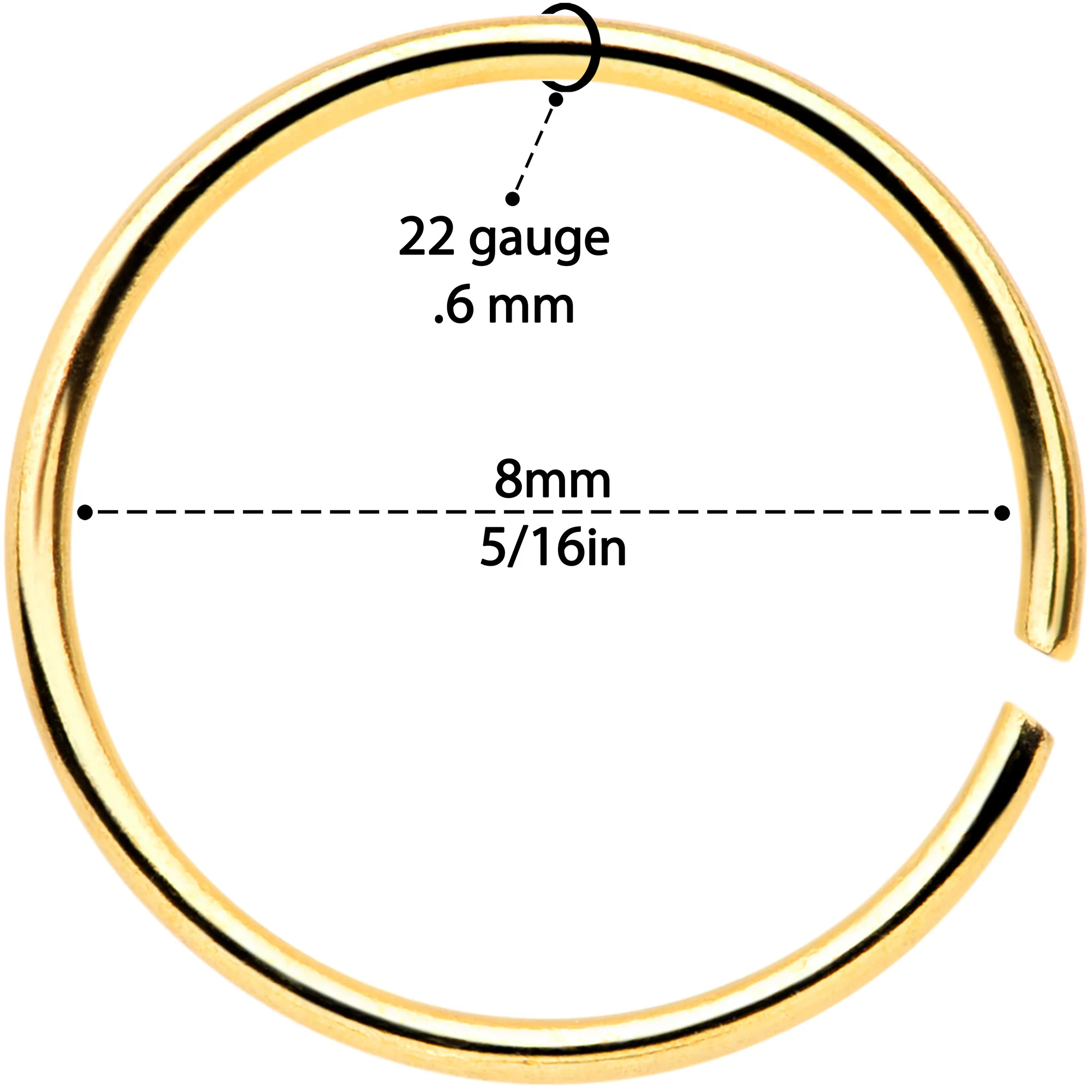 22G 5/16 Gold Tone Anodized Seamless Circular Ring Set of 12 - Image 4