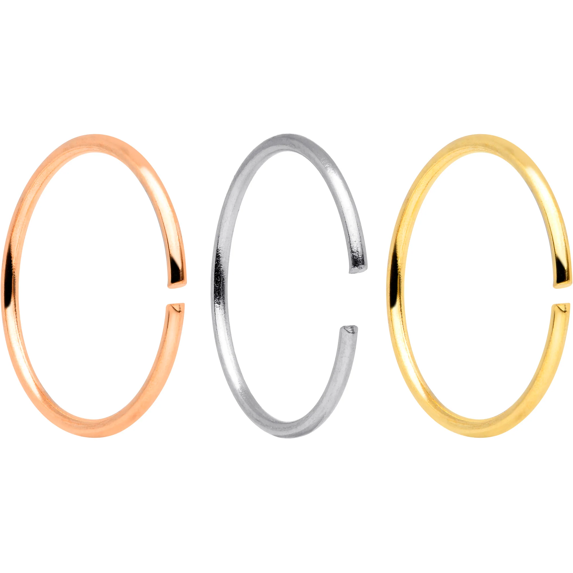 22G 5/16 Gold Tone Rose Gold Tone Anodized Seamless Circular Ring Set of 12 - Image 2