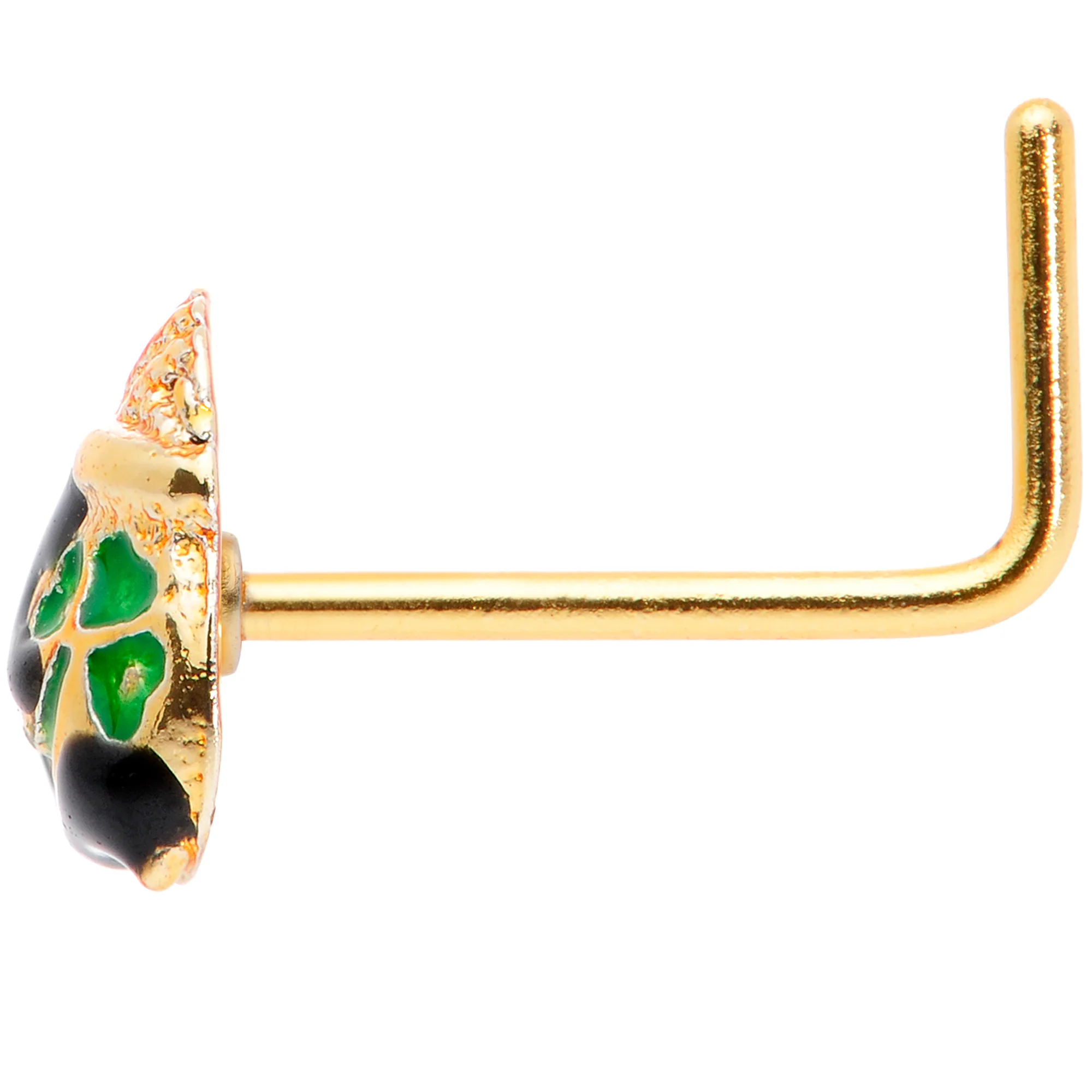 22G 5/16 Gold Tone St Patricks Day Pot O Gold L Shaped Nose Ring - Image 3