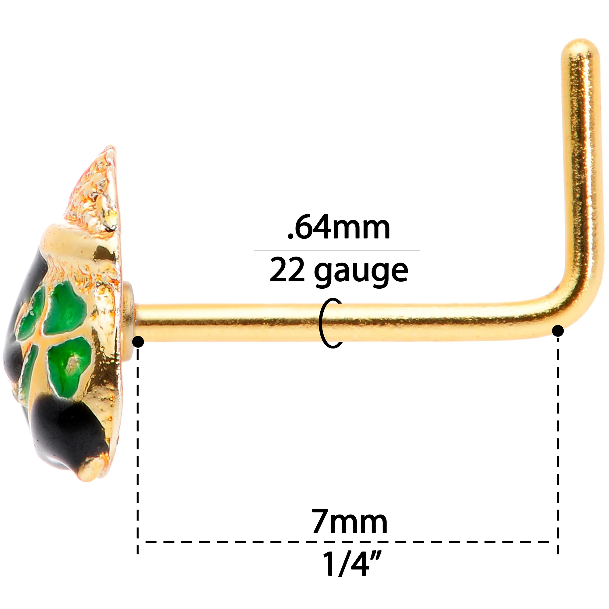 22G 5/16 Gold Tone St Patricks Day Pot O Gold L Shaped Nose Ring - Image 6