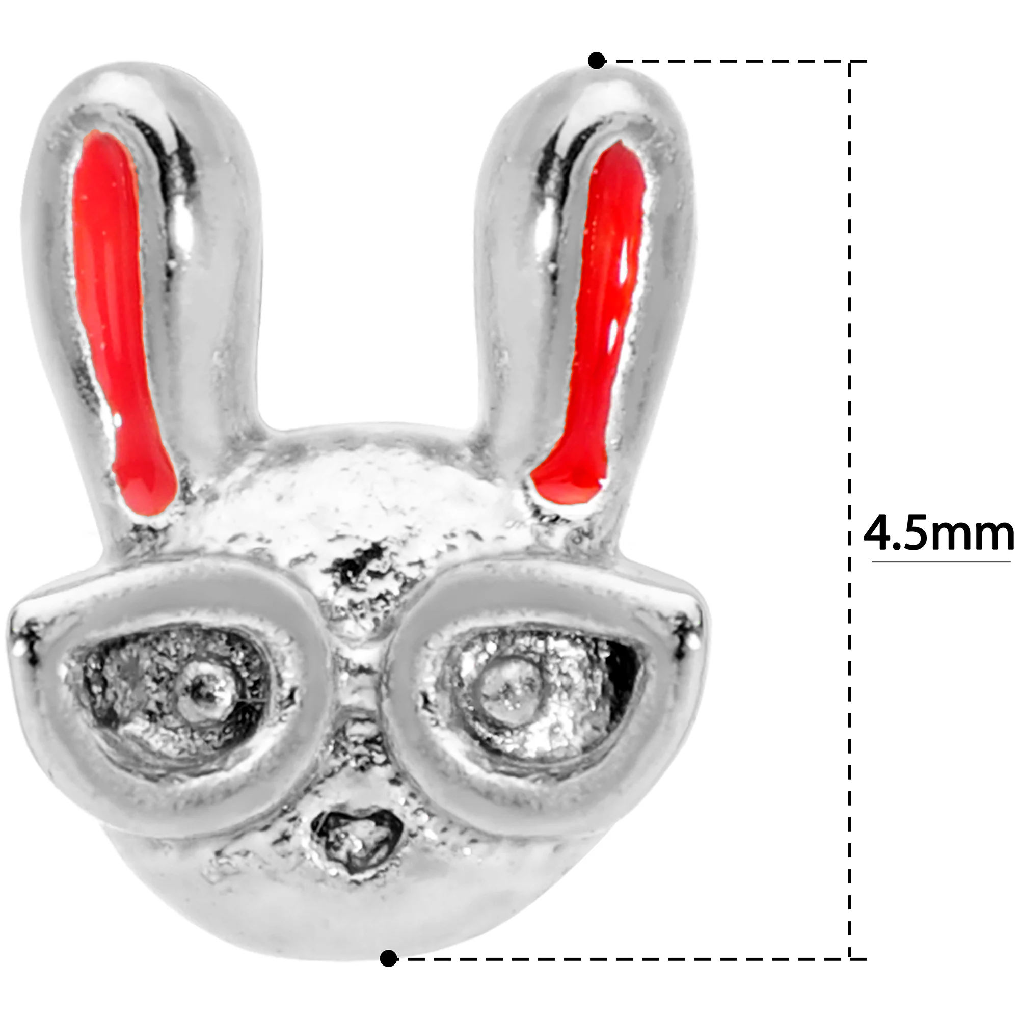 22G 5/16 Pink Ears Nerdy Easter Bunny L Shaped Nose Ring - Image 5