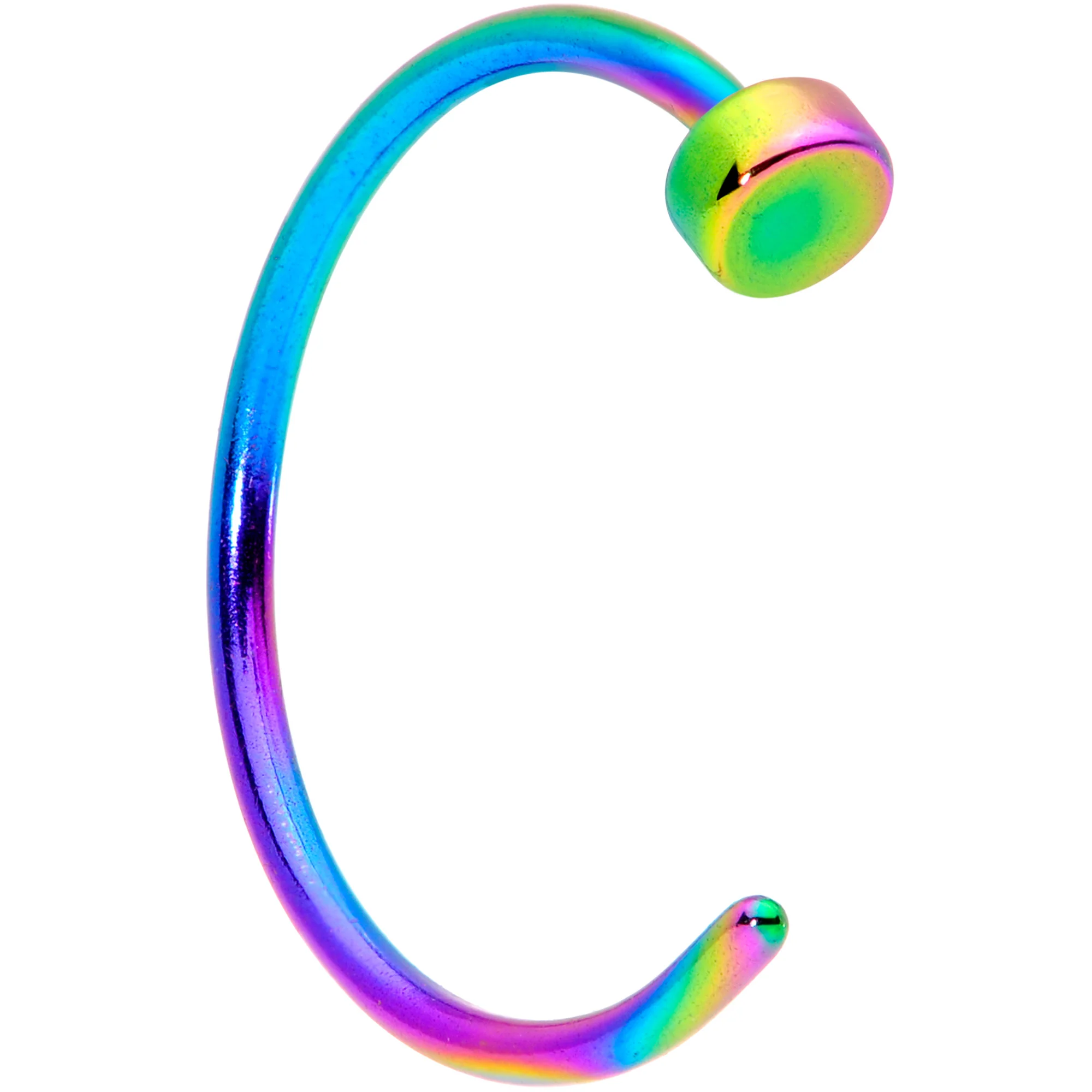 22G 5/16 Rainbow Disc Nose Hoop - Image 2