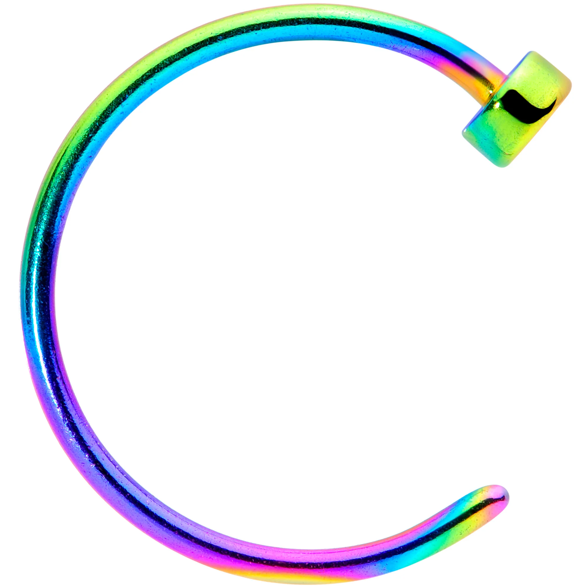 22G 5/16 Rainbow Disc Nose Hoop - Image 3