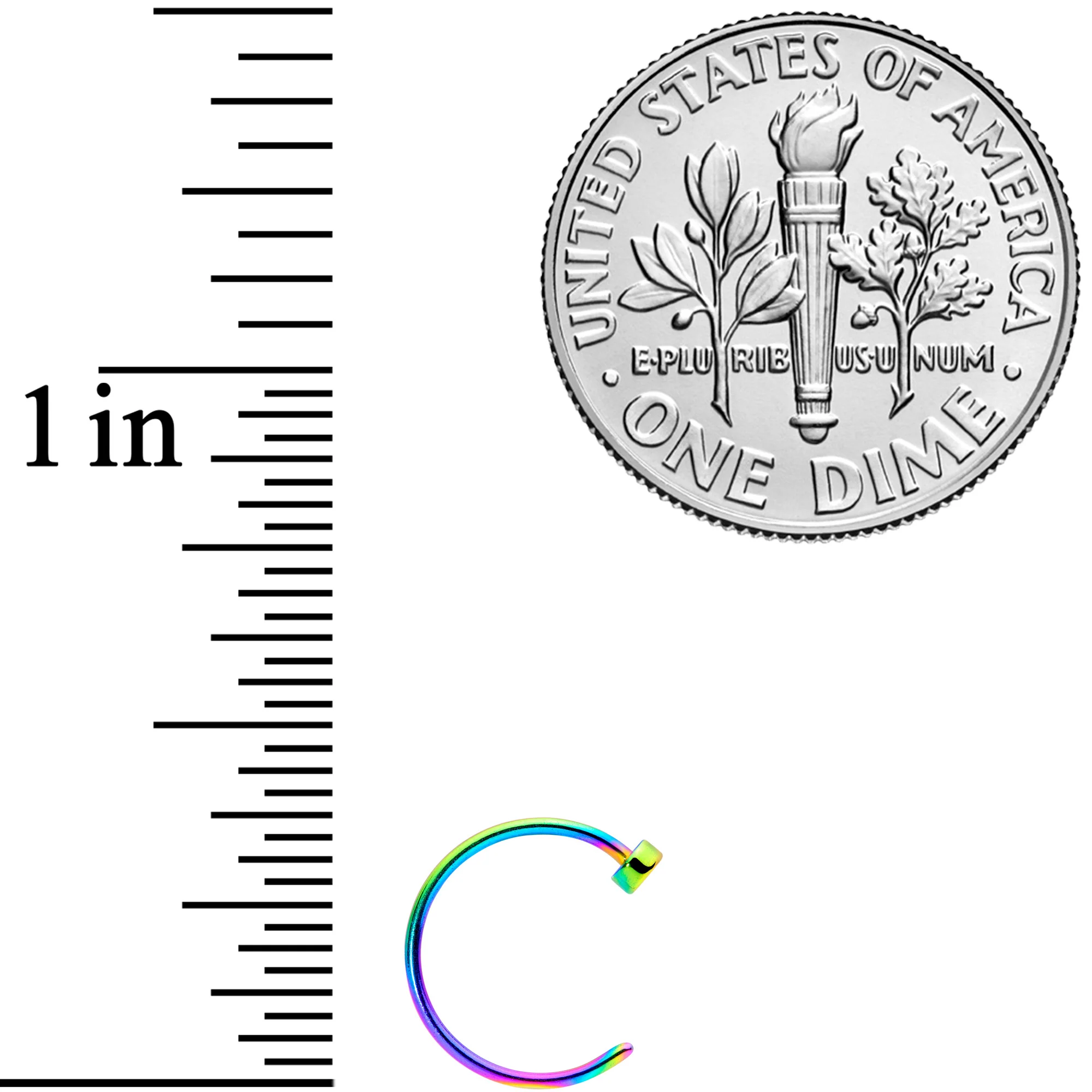 22G 5/16 Rainbow Disc Nose Hoop - Image 4