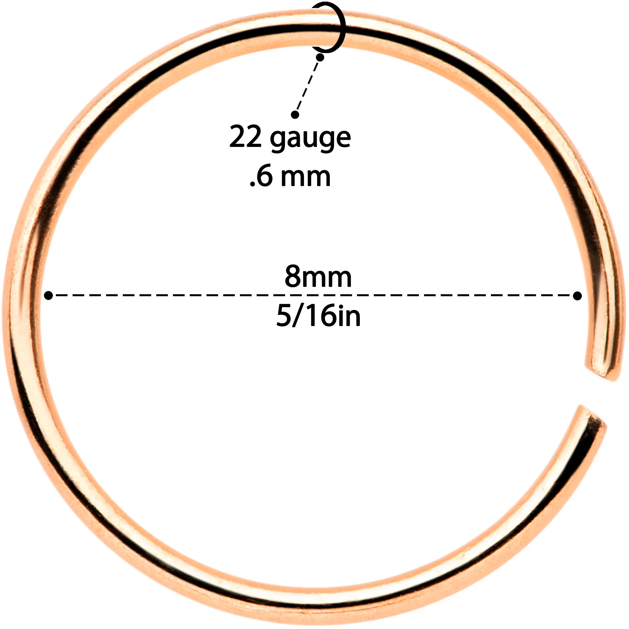 22G 5/16 Rose Gold Tone Anodized Seamless Circular Ring Set of 12 - Image 4