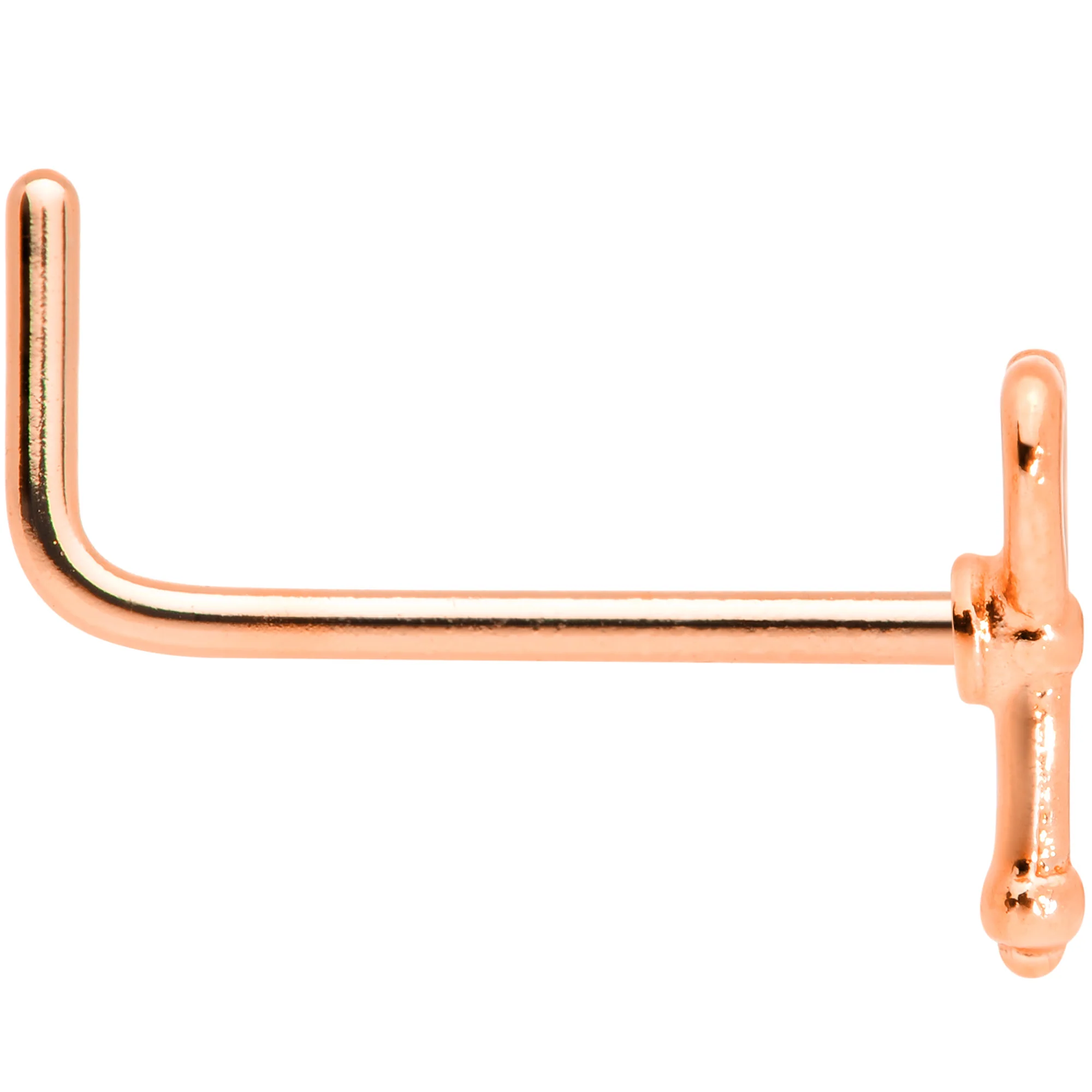 22G 5/16 Rose Gold Tone Key to Your Heart L Shaped Nose Ring - Image 3