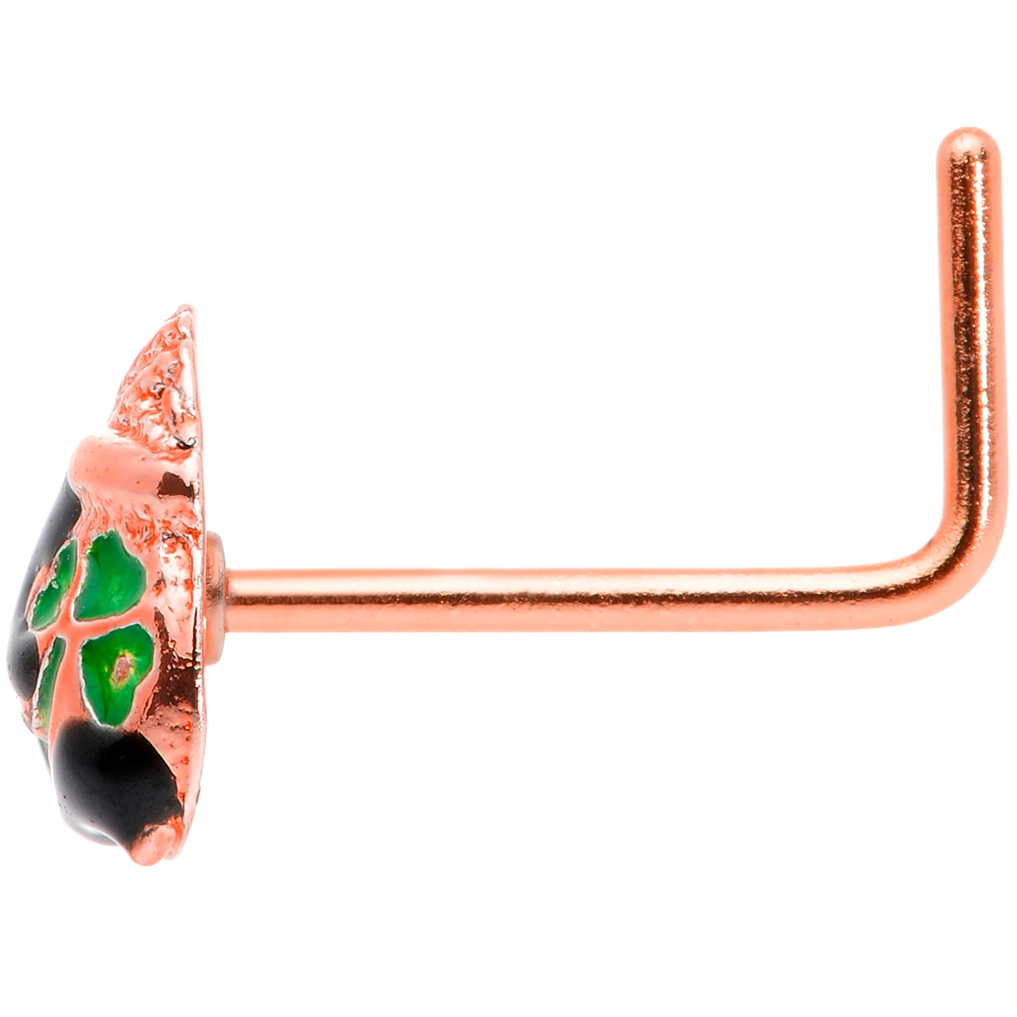 22G 5/16 Rose Gold Tone Pot O Gold L Shaped Nose Ring - Image 3