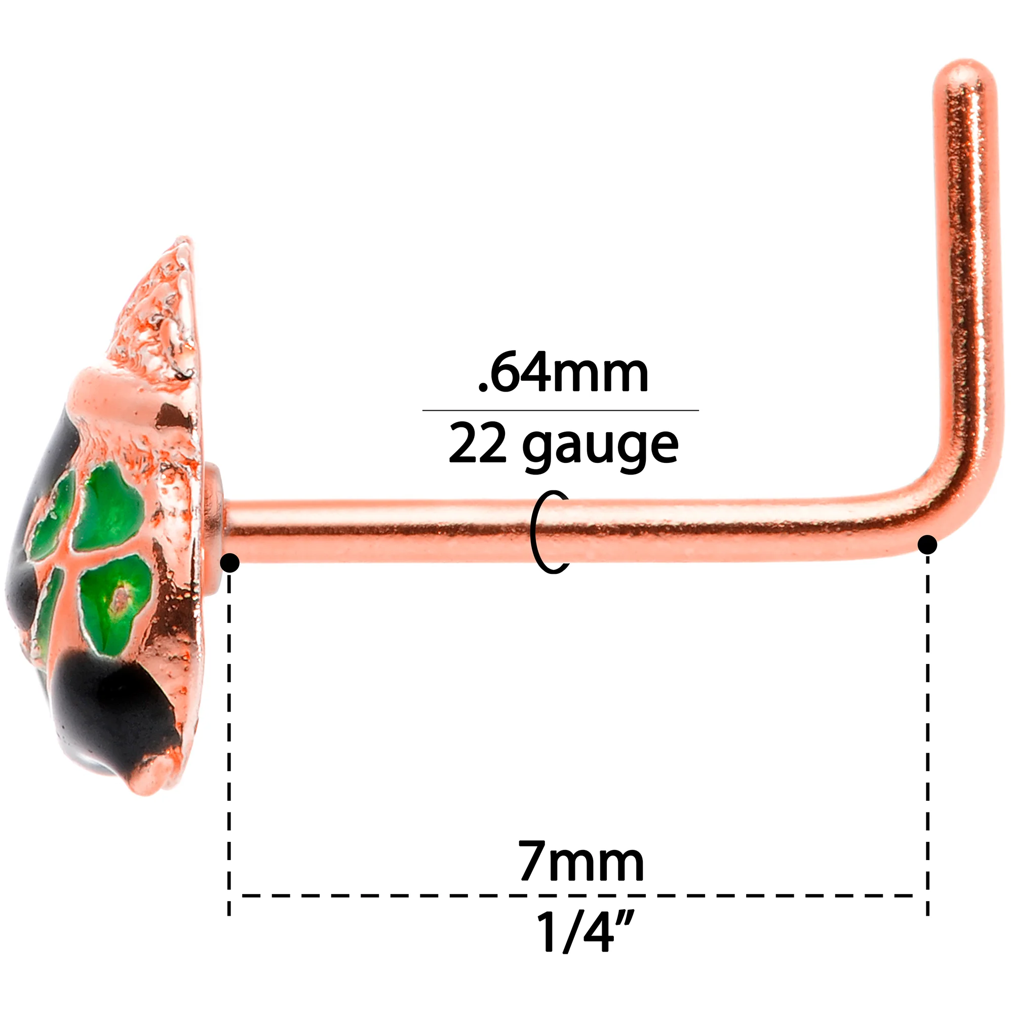 22G 5/16 Rose Gold Tone Pot O Gold L Shaped Nose Ring - Image 6