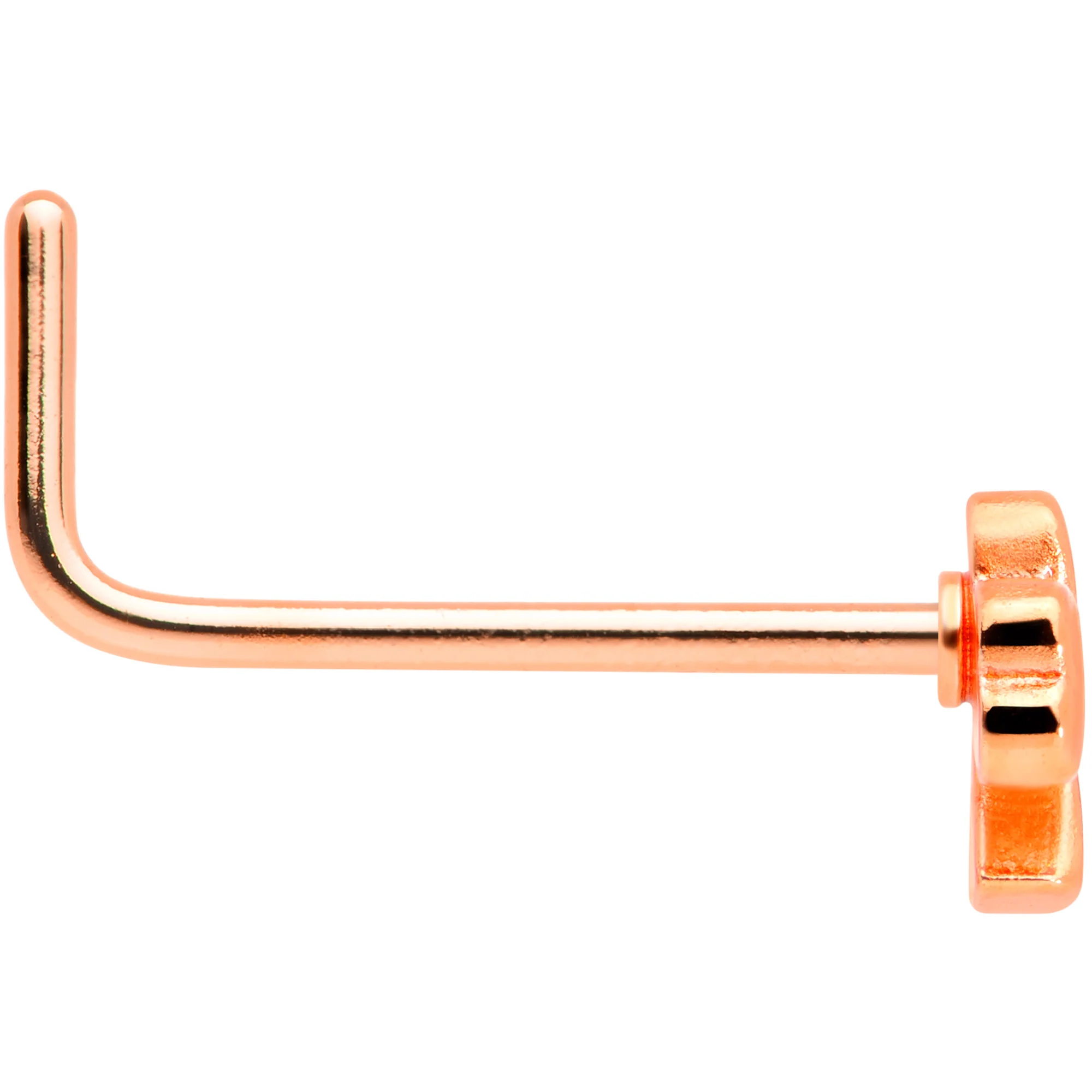 22G 5/16 Rose Gold Tone St Patricks Shamrock L Shaped Nose Ring - Image 3