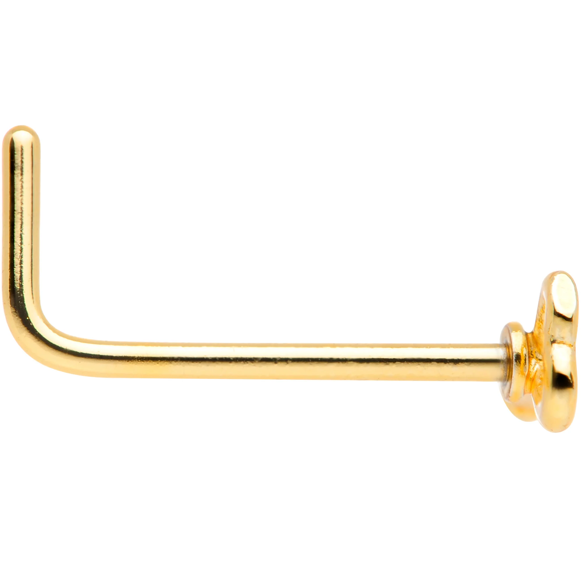 22G 5/16 Gold Tone Key to Your Heart L Shaped Nose Ring - Image 3