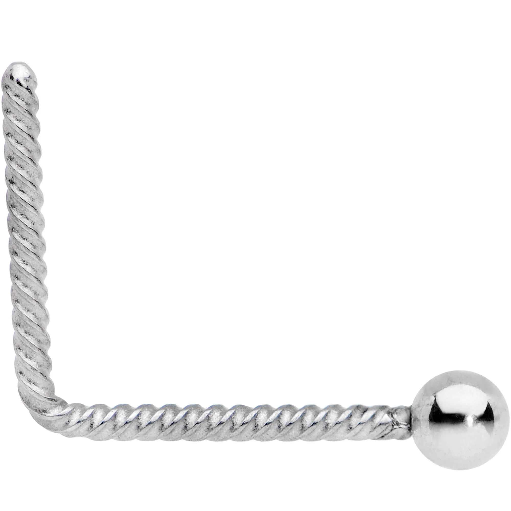 2mm Ball End So Twisted L Shaped Nose Ring - Image 2